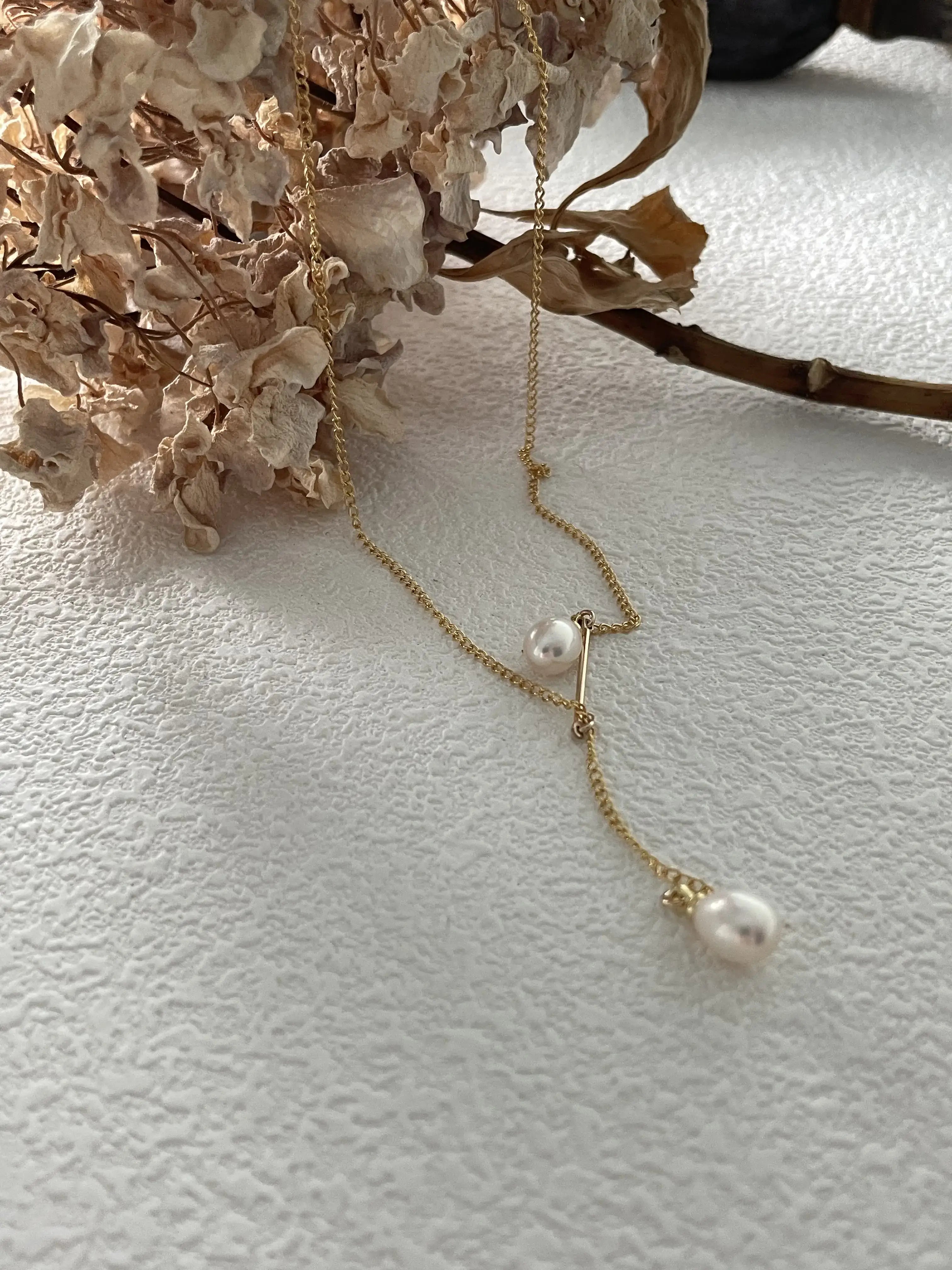 14K Gold Dual Pearl Wrap-Around Long Necklace