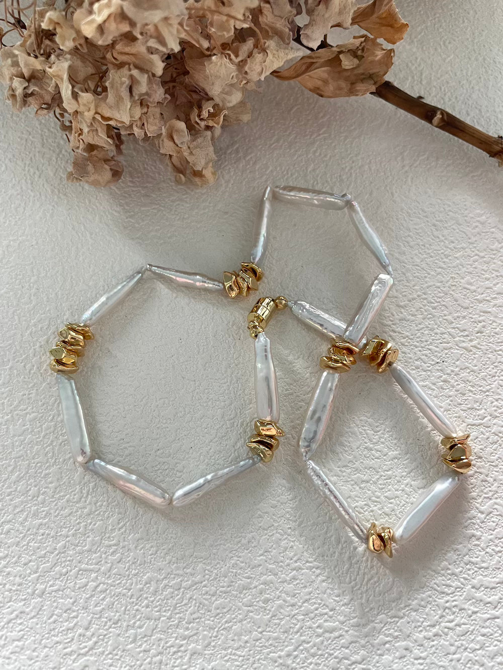 14K Gold Baroque Pearl Strand Necklace