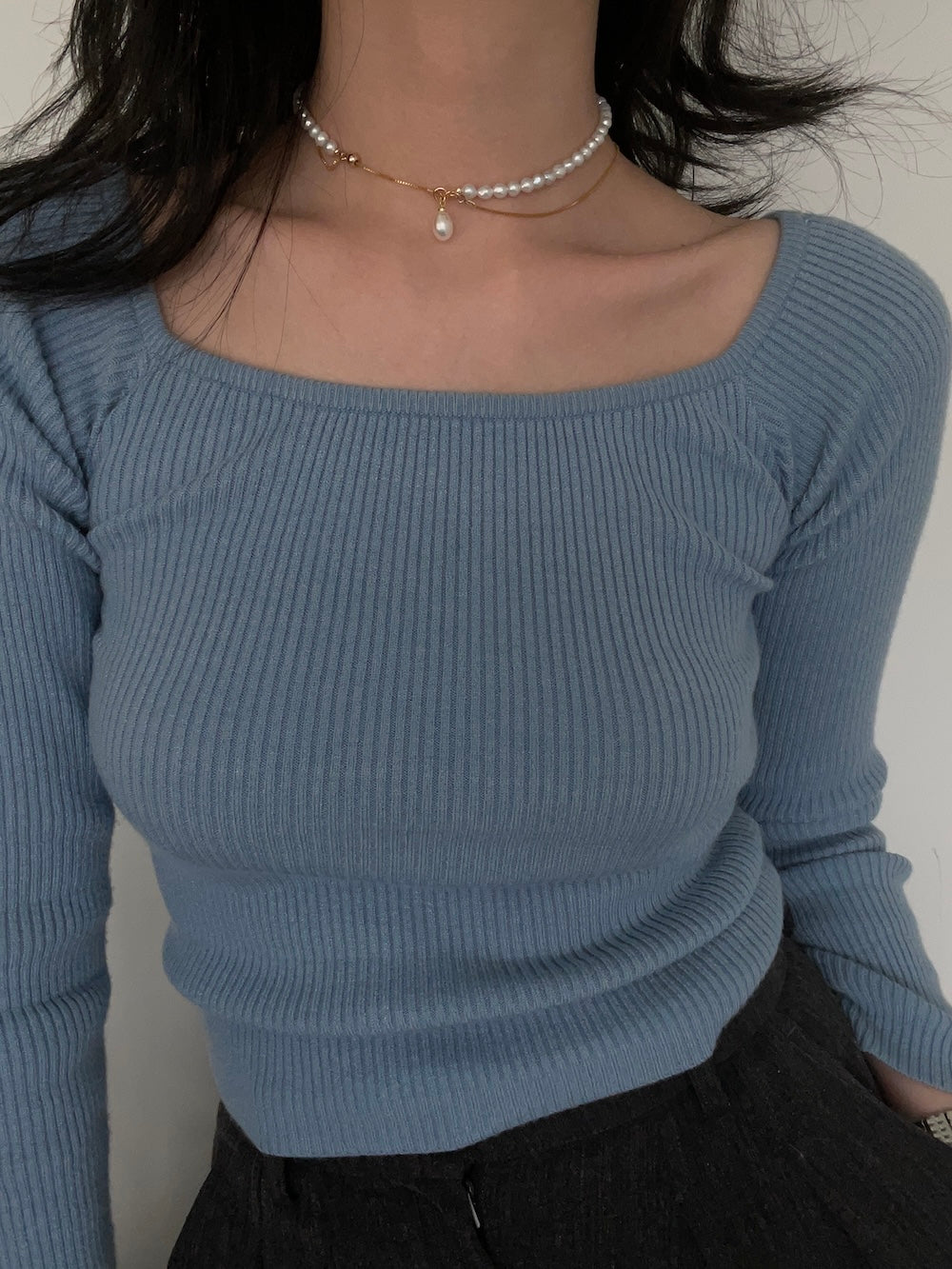 14K Gold Pearl Long Chain Necklace