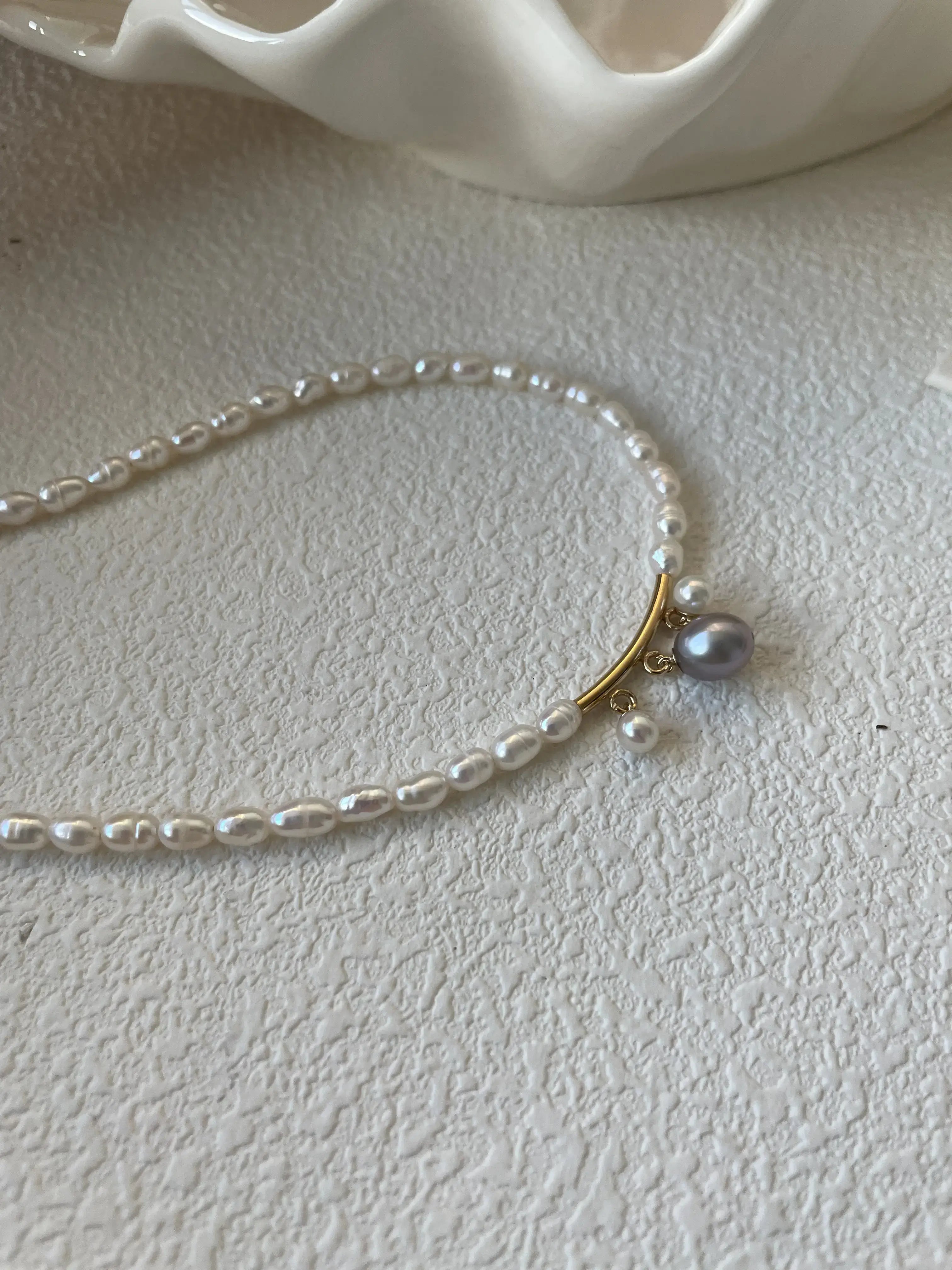 14K Gold Freshwater Pearl Mini Pendant Necklace