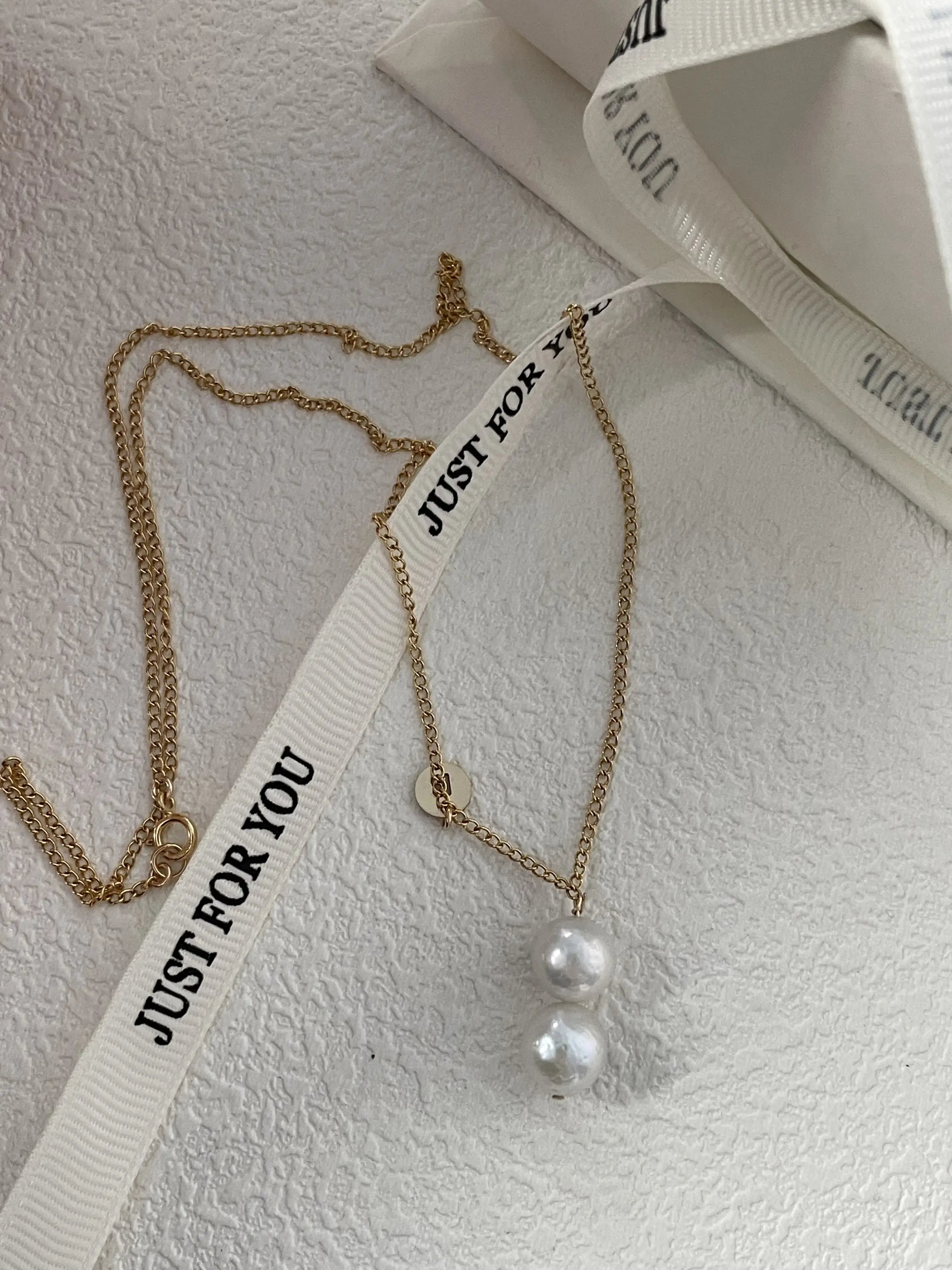 14K Gold Double Freshwater Pearl Pendant Necklace