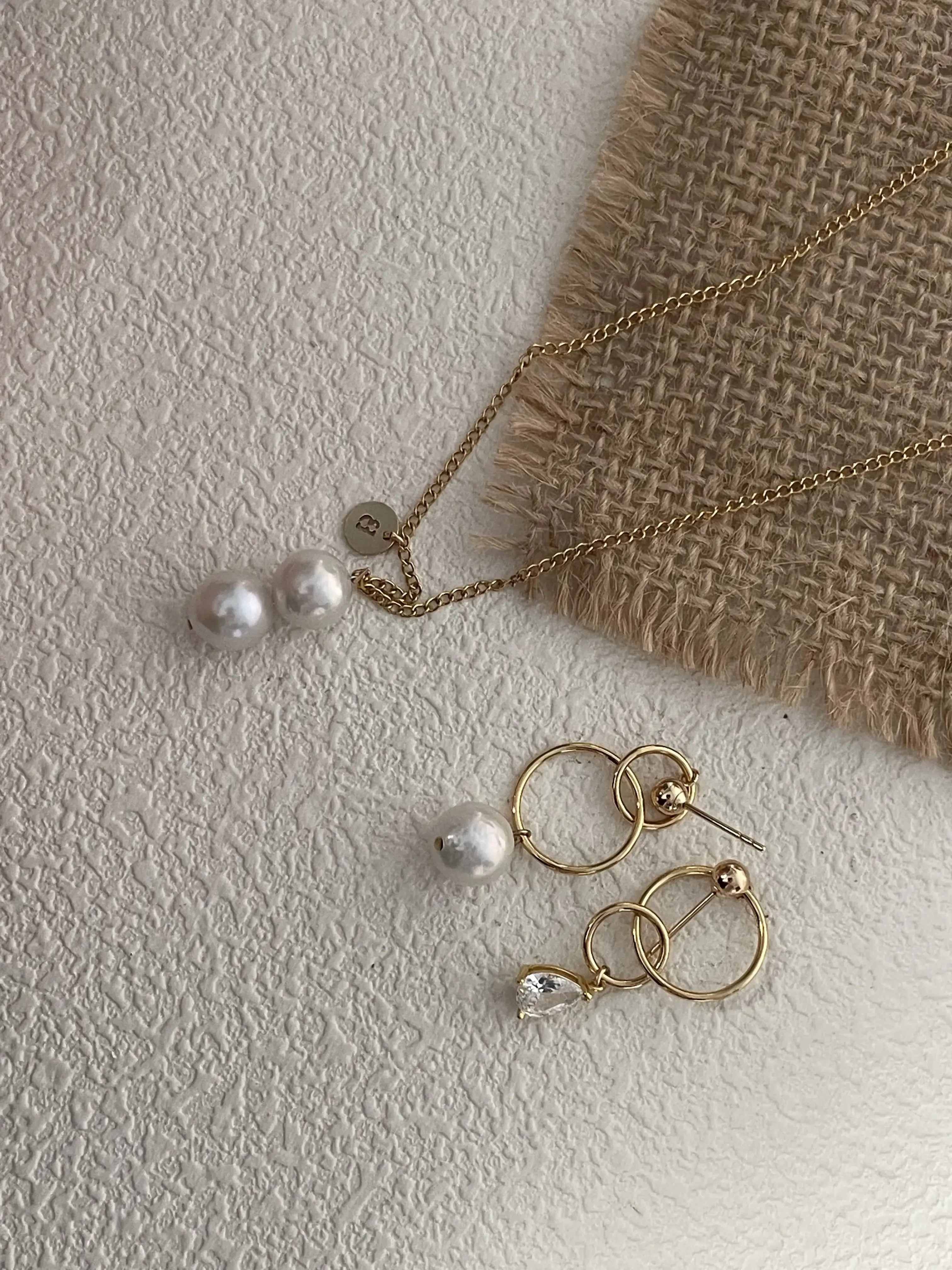 14K Gold Double Freshwater Pearl Pendant Necklace