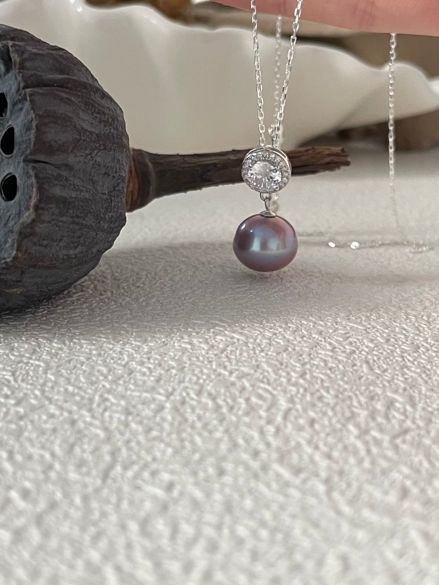 Purple Edison Pearl Pendant Necklace