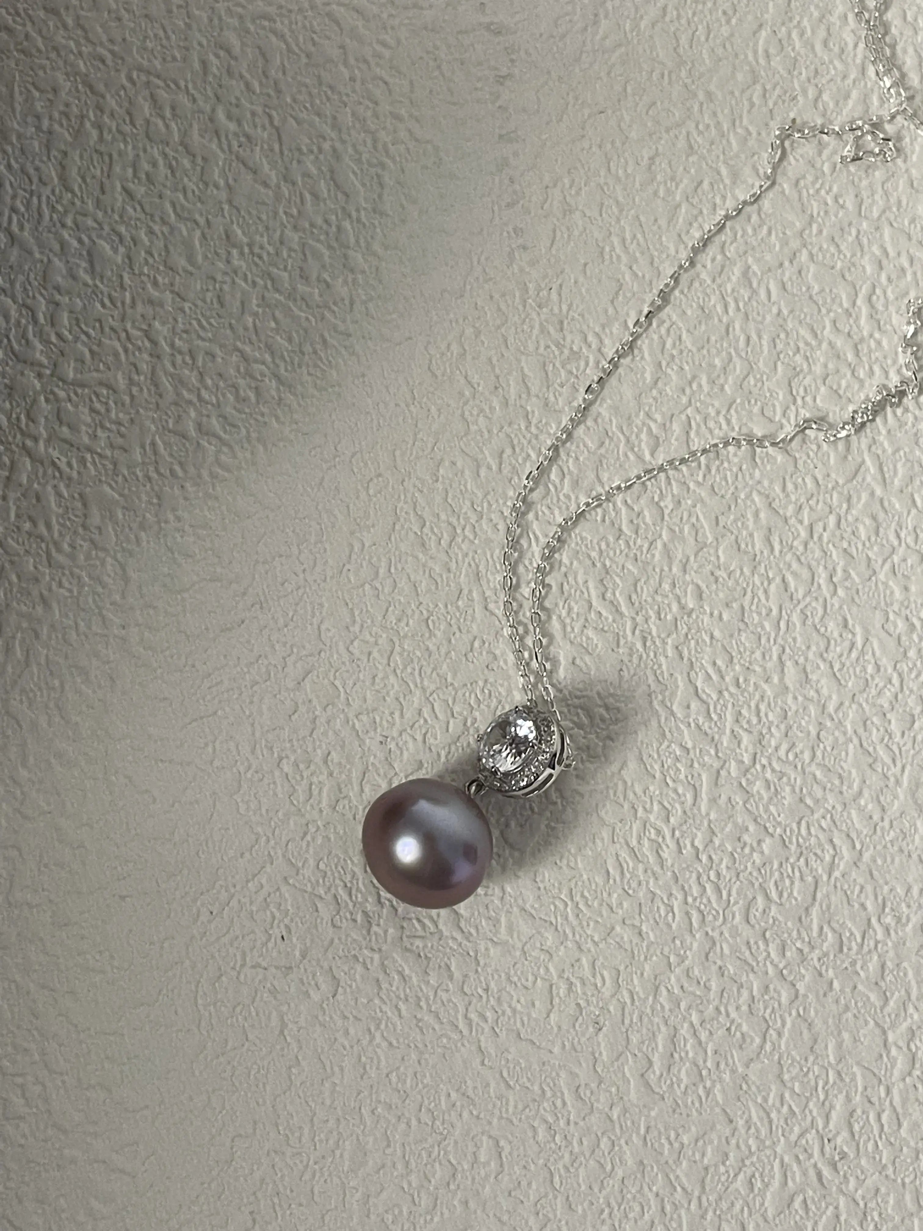 Purple Edison Pearl Pendant Necklace