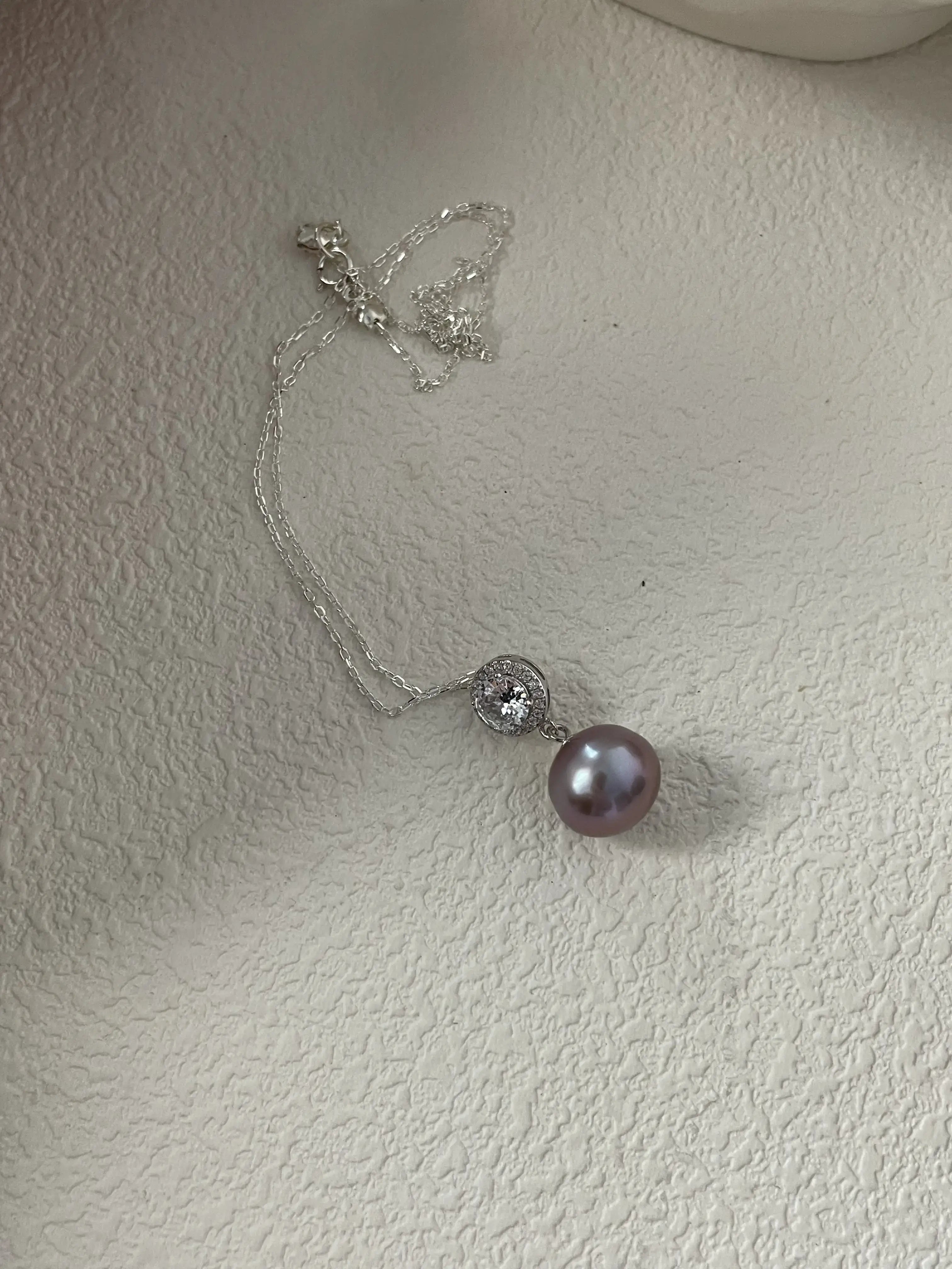 Purple Edison Pearl Pendant Necklace
