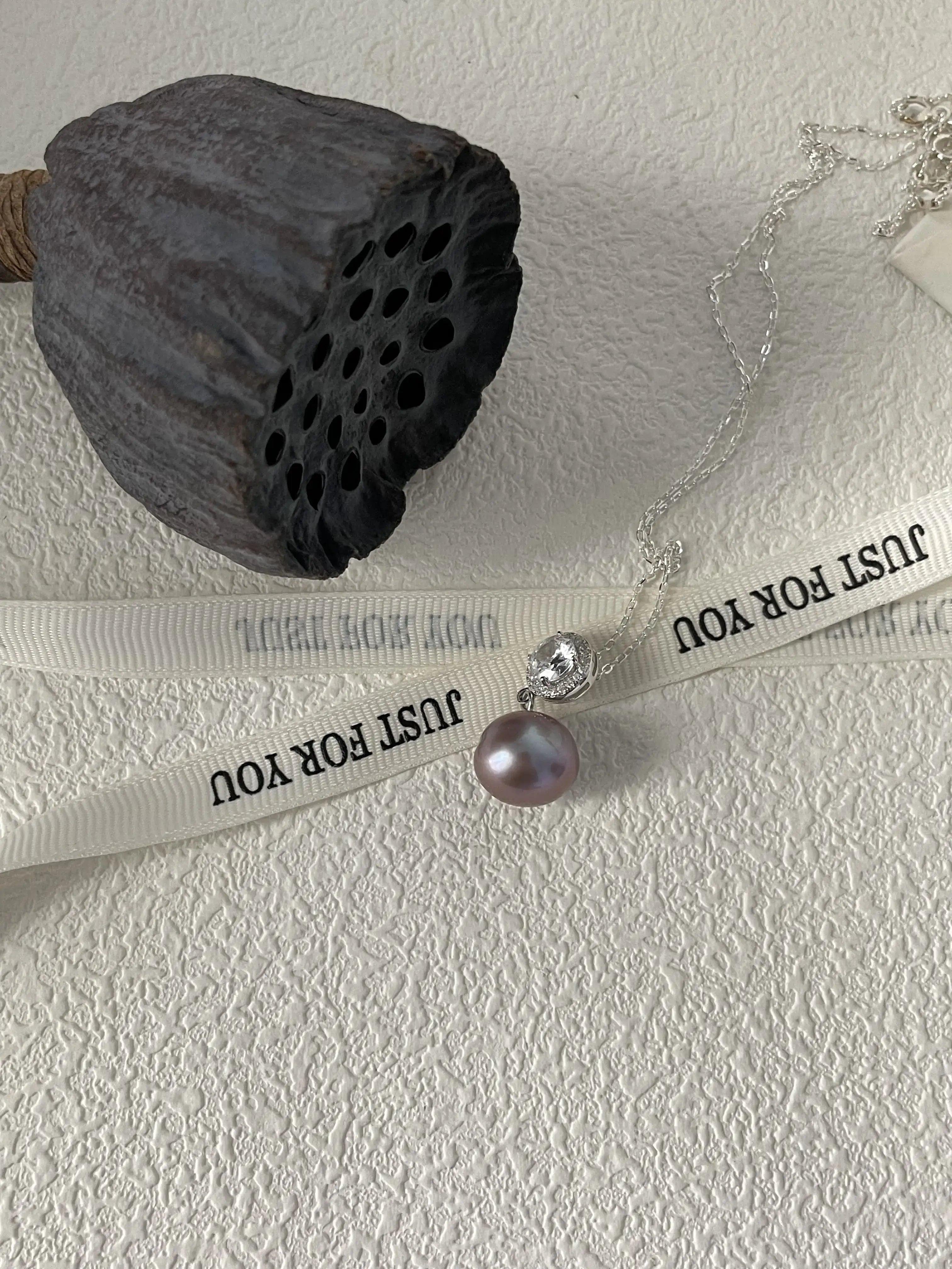 Purple Edison Pearl Pendant Necklace