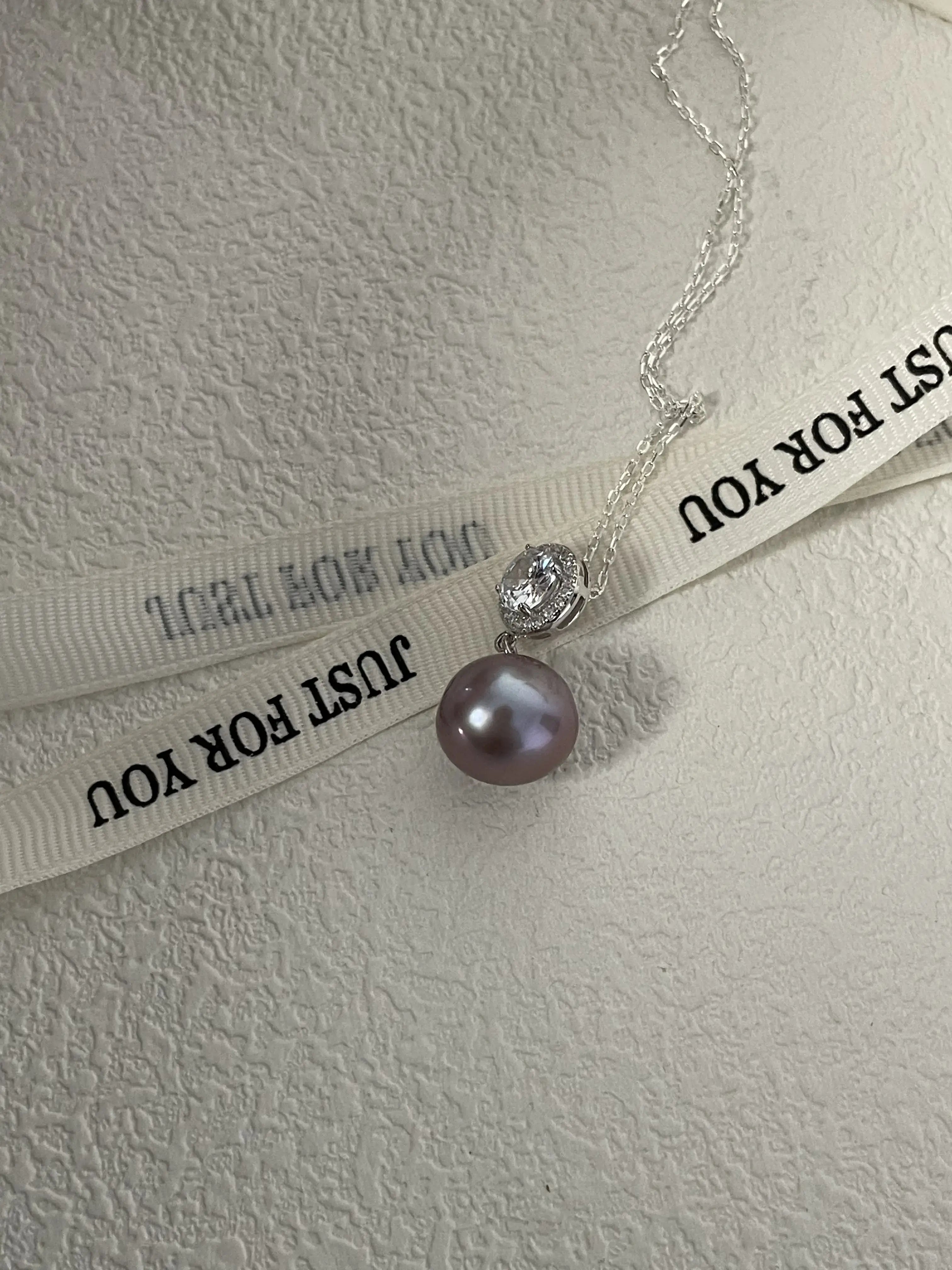 Purple Edison Pearl Pendant Necklace