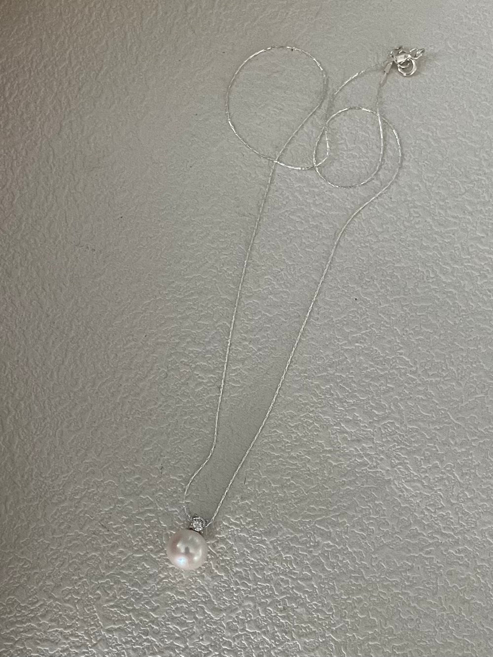 10-11mm Freshwater Pearl Necklace with Zircon Accent