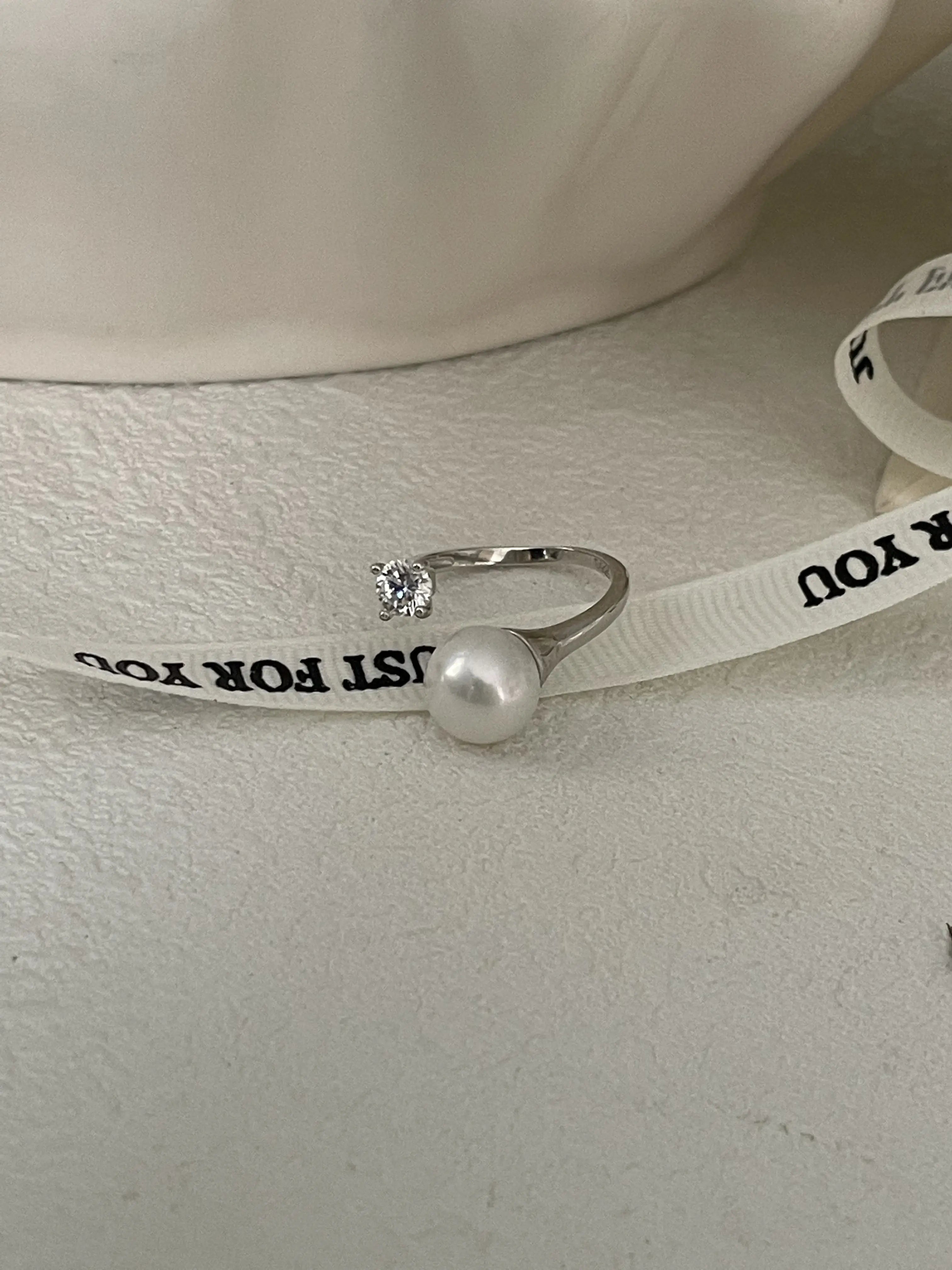Starlit Grace - Diamond Freshwater Pearl Ring