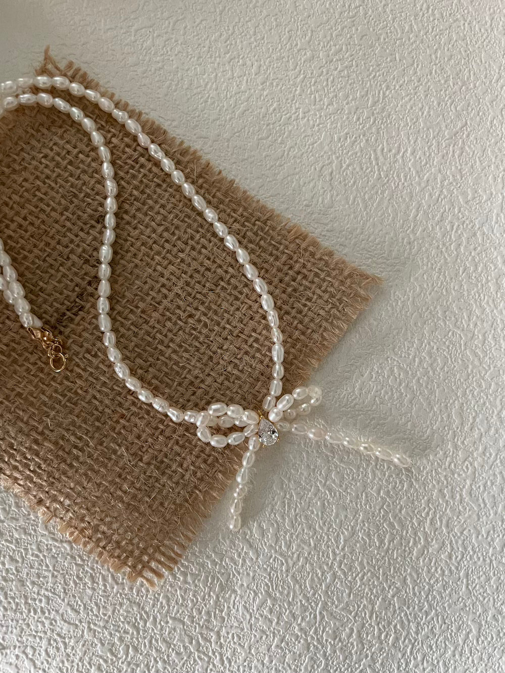 Cute Bow Mini Freshwater Pearl Necklace