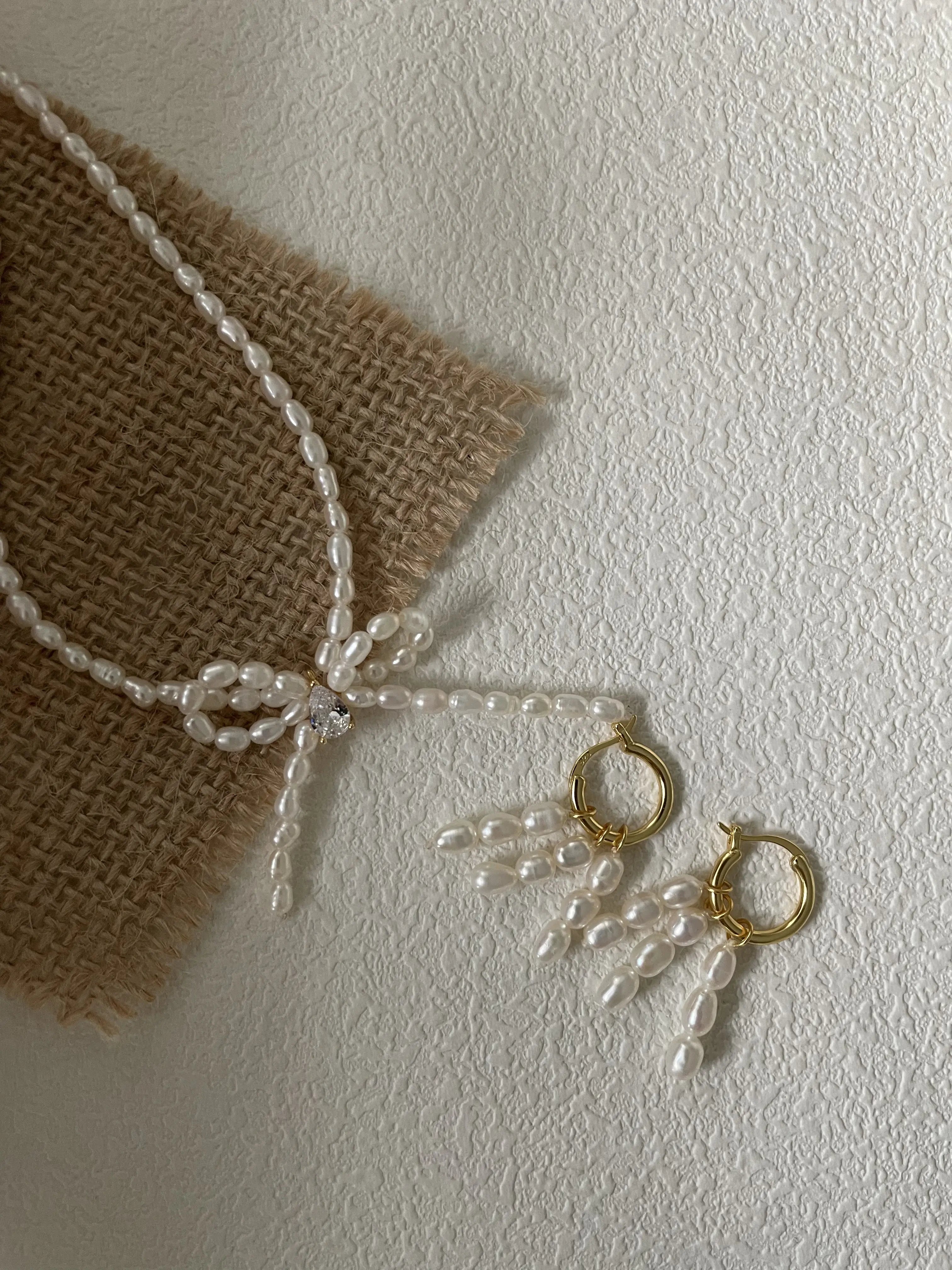 Rice Pearl Tassel Drop Earrings