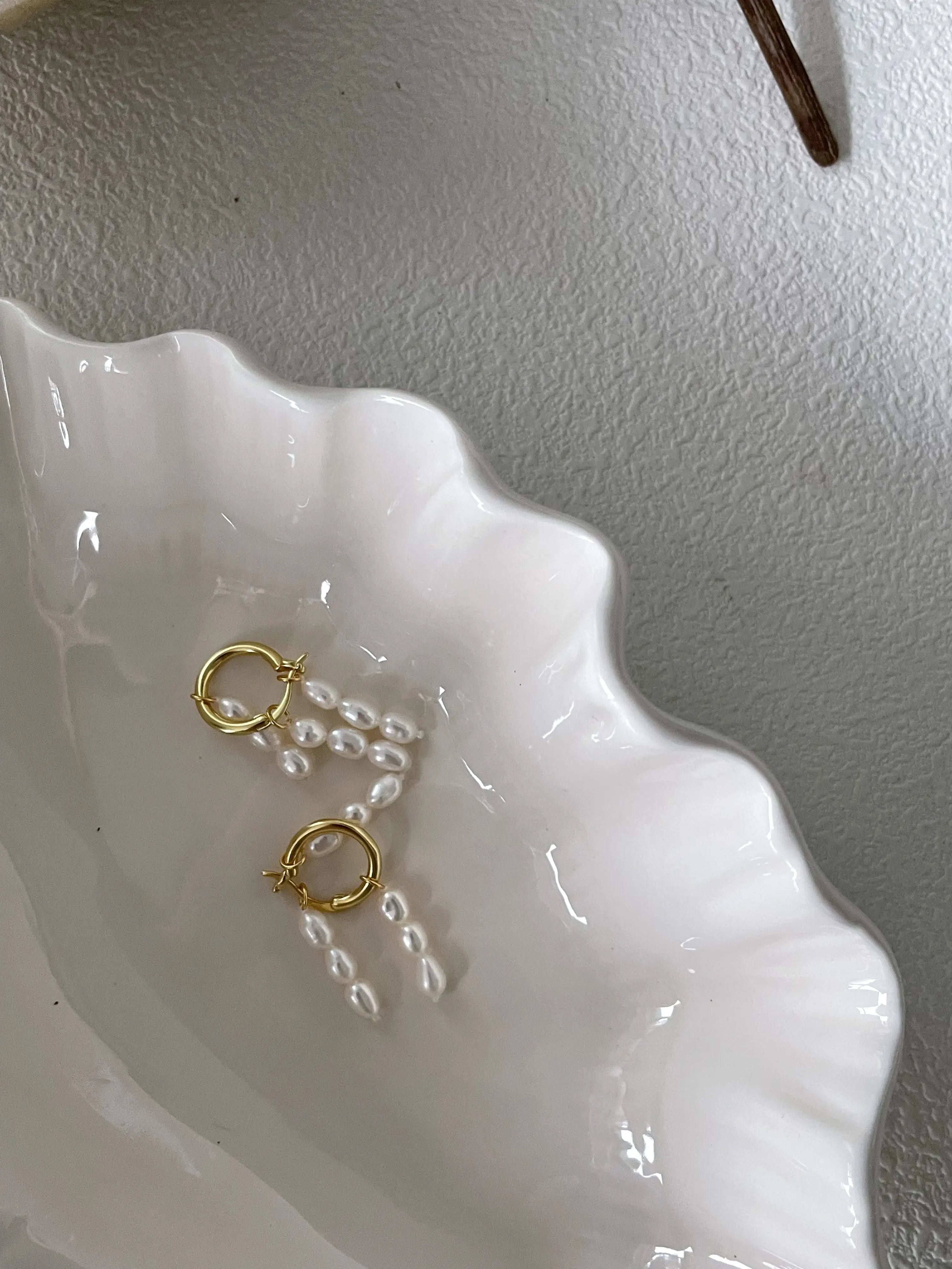 Rice Pearl Tassel Drop Earrings