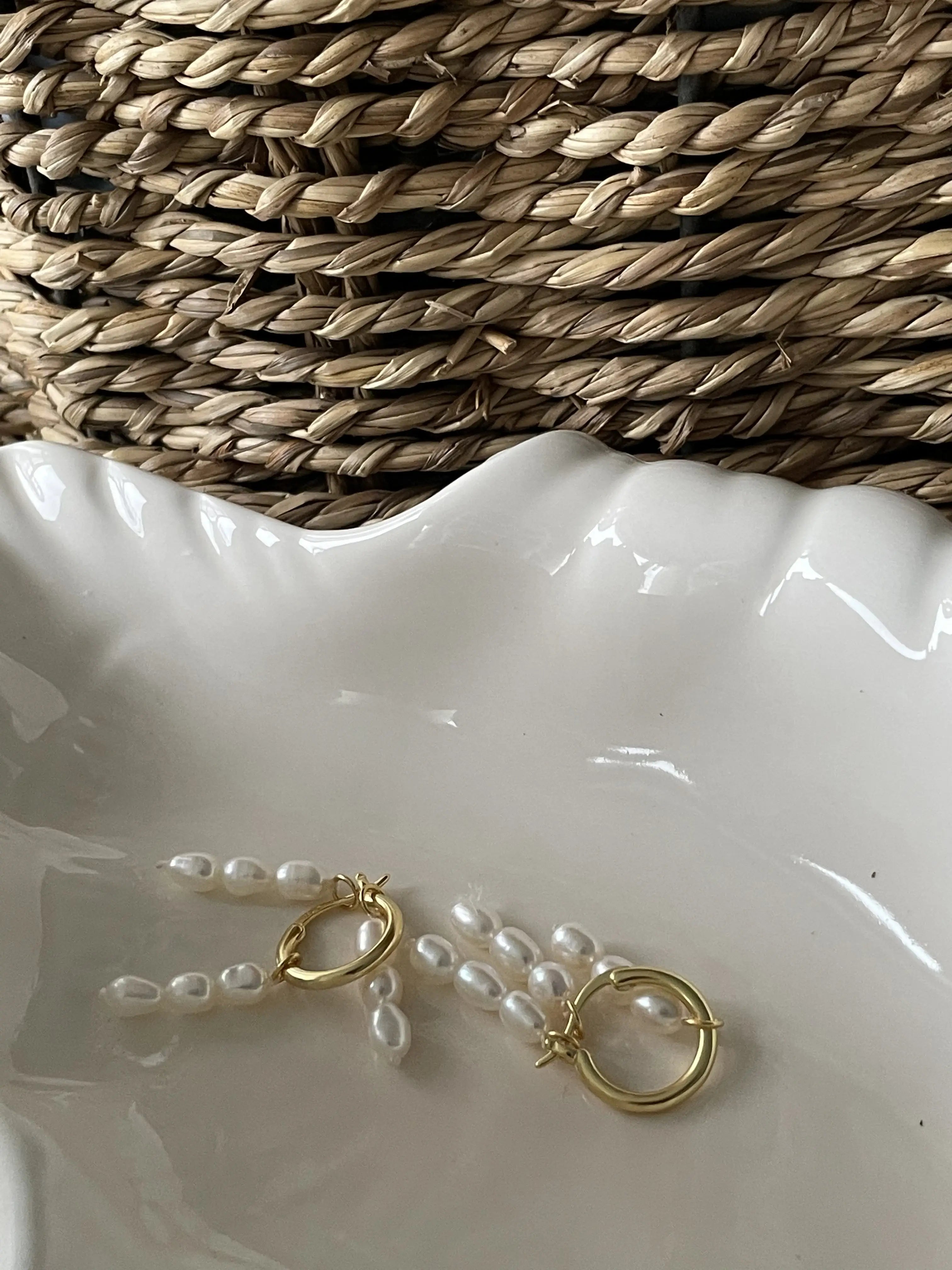 Rice Pearl Tassel Drop Earrings