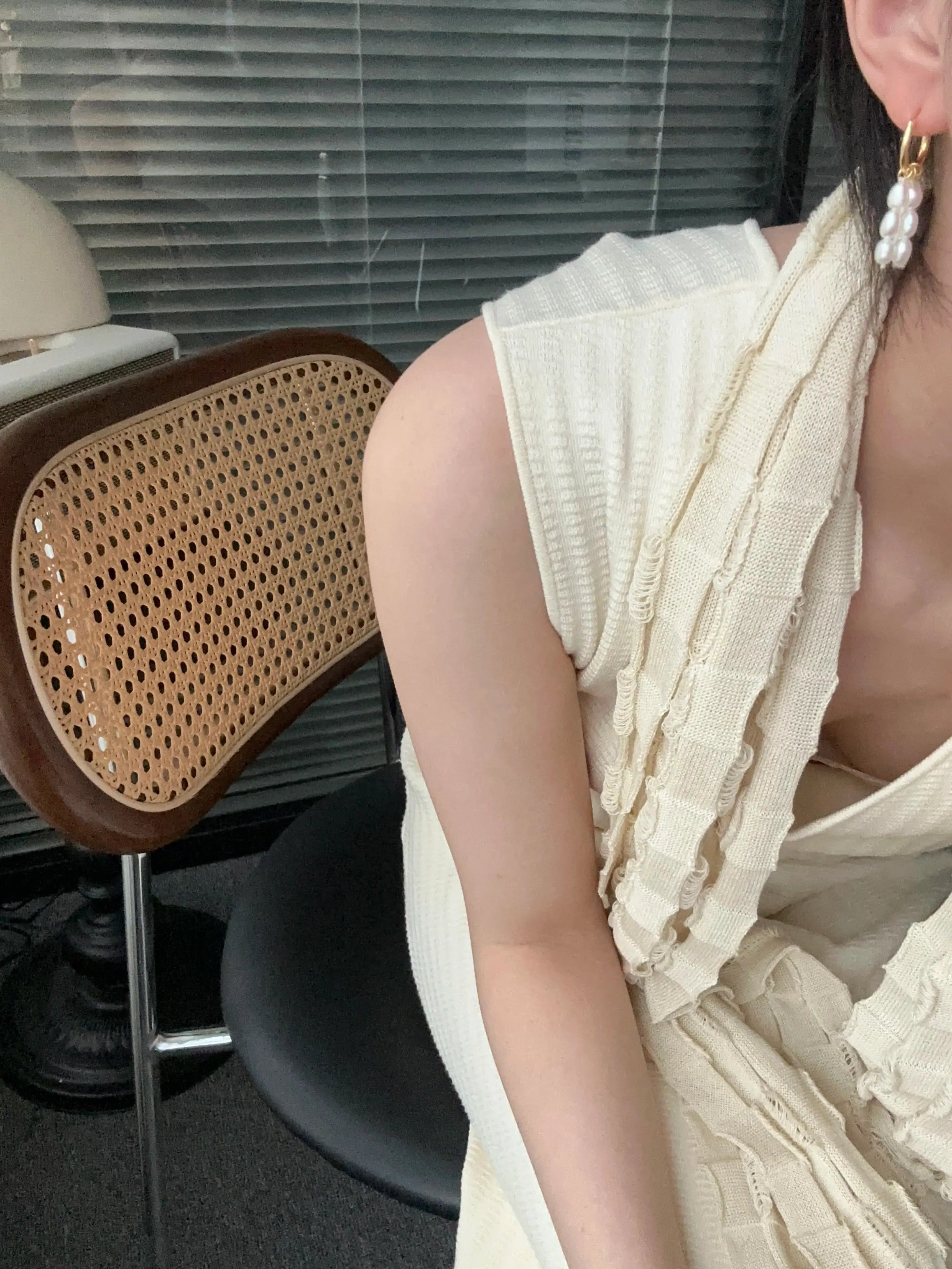 Rice Pearl Tassel Drop Earrings