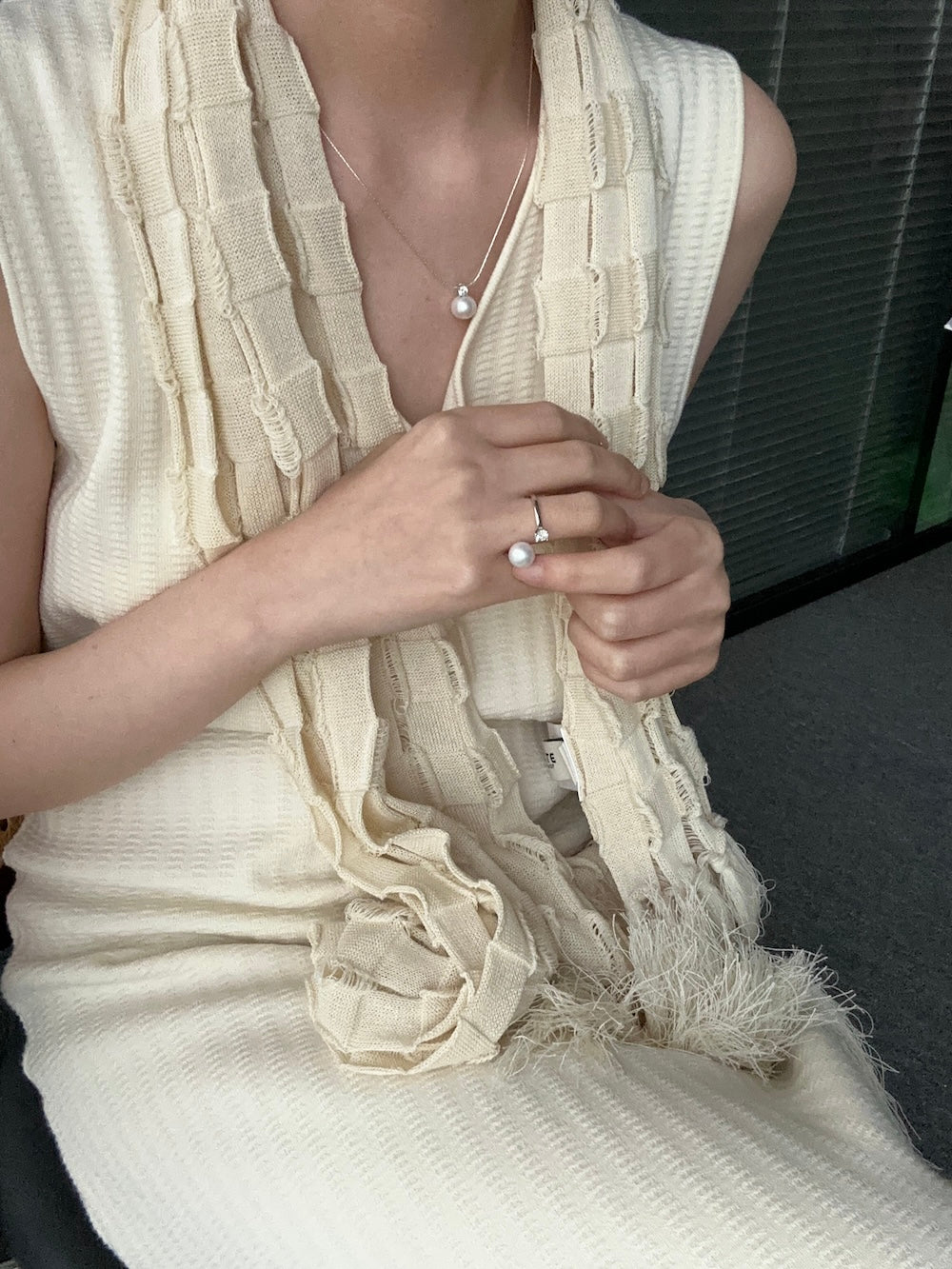 10-11mm Freshwater Pearl Necklace with Zircon Accent