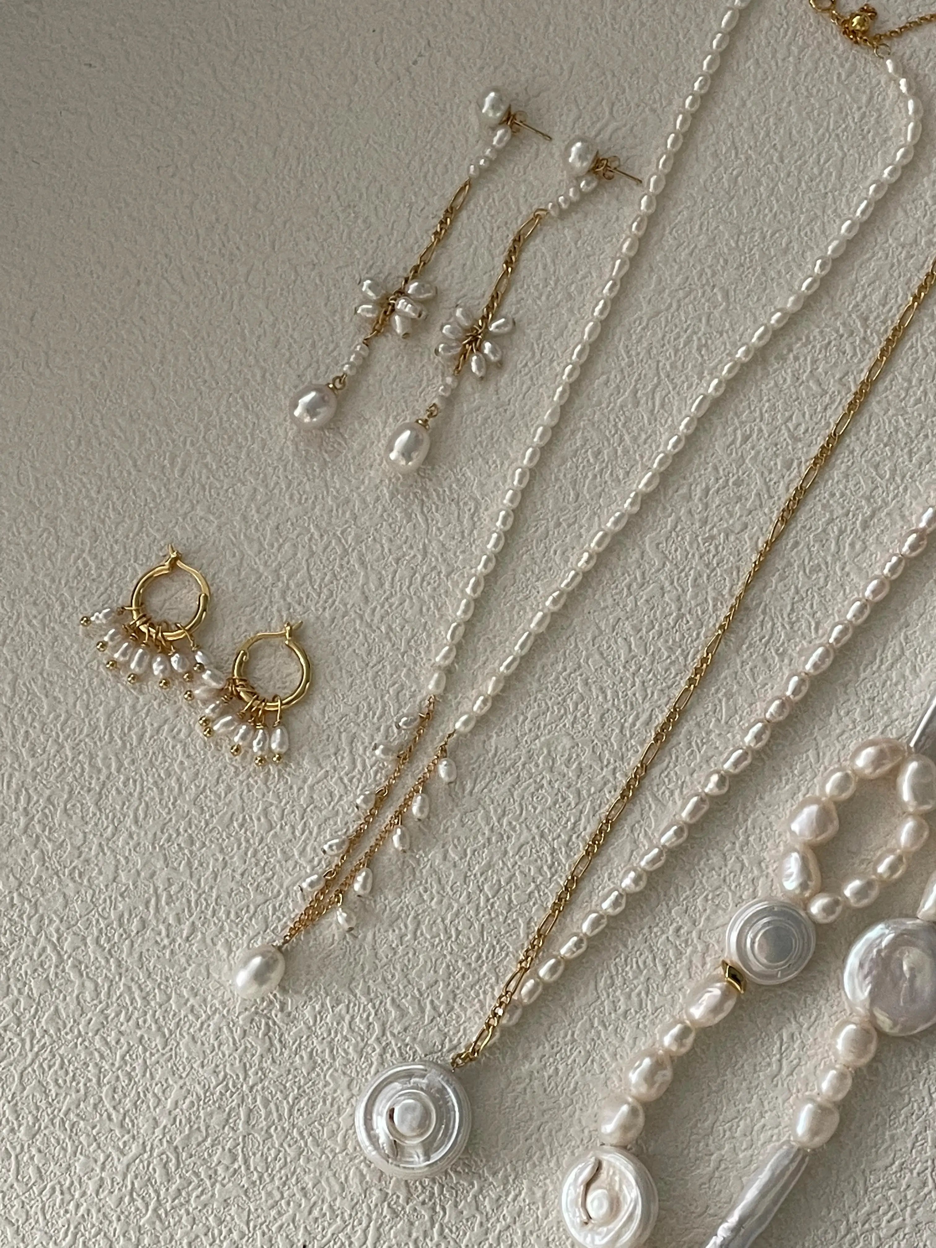 14K Gold Elegant Pearl Long Chain Drop Earrings