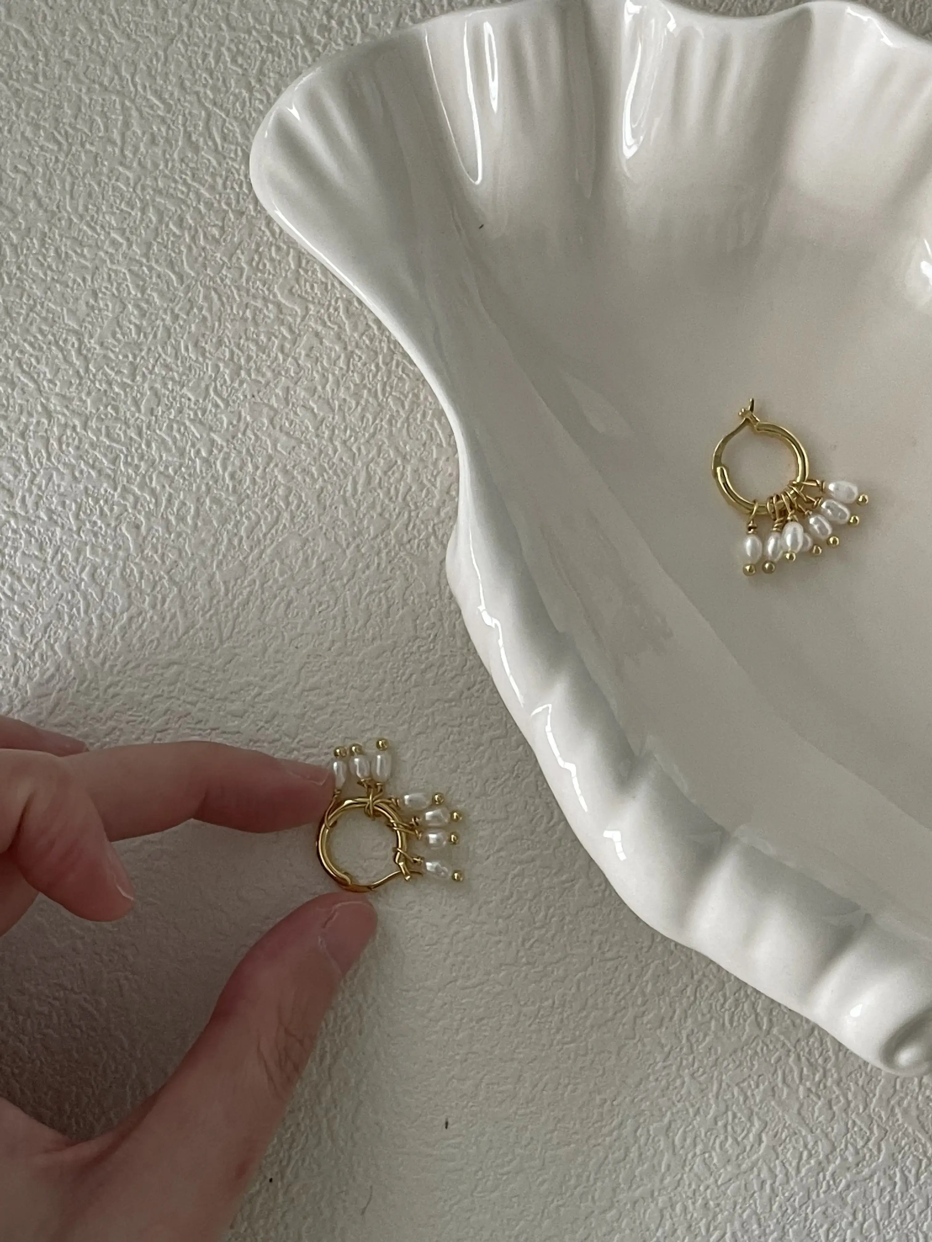 Vintage Rice Pearl Suspended Earrings