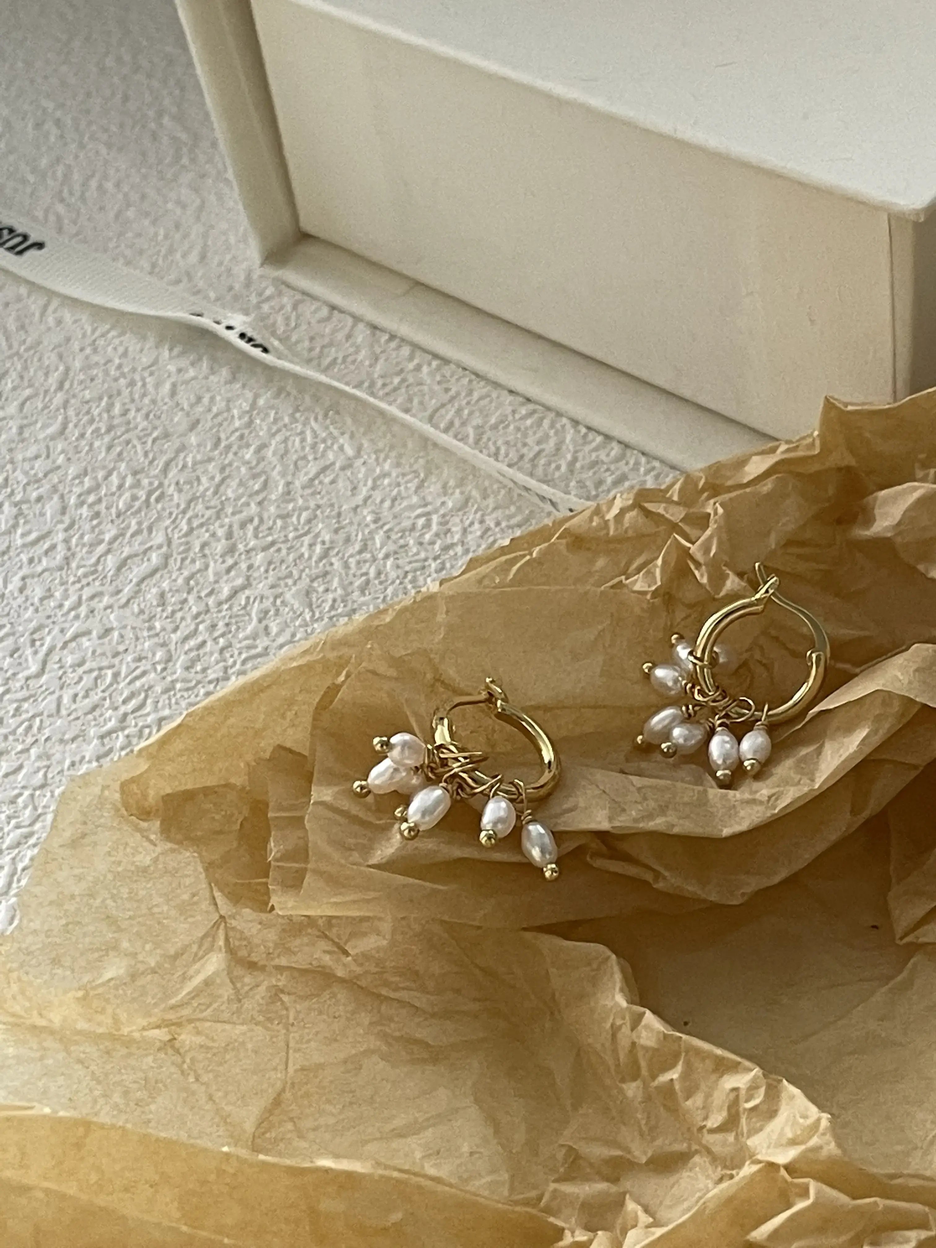 Vintage Rice Pearl Suspended Earrings