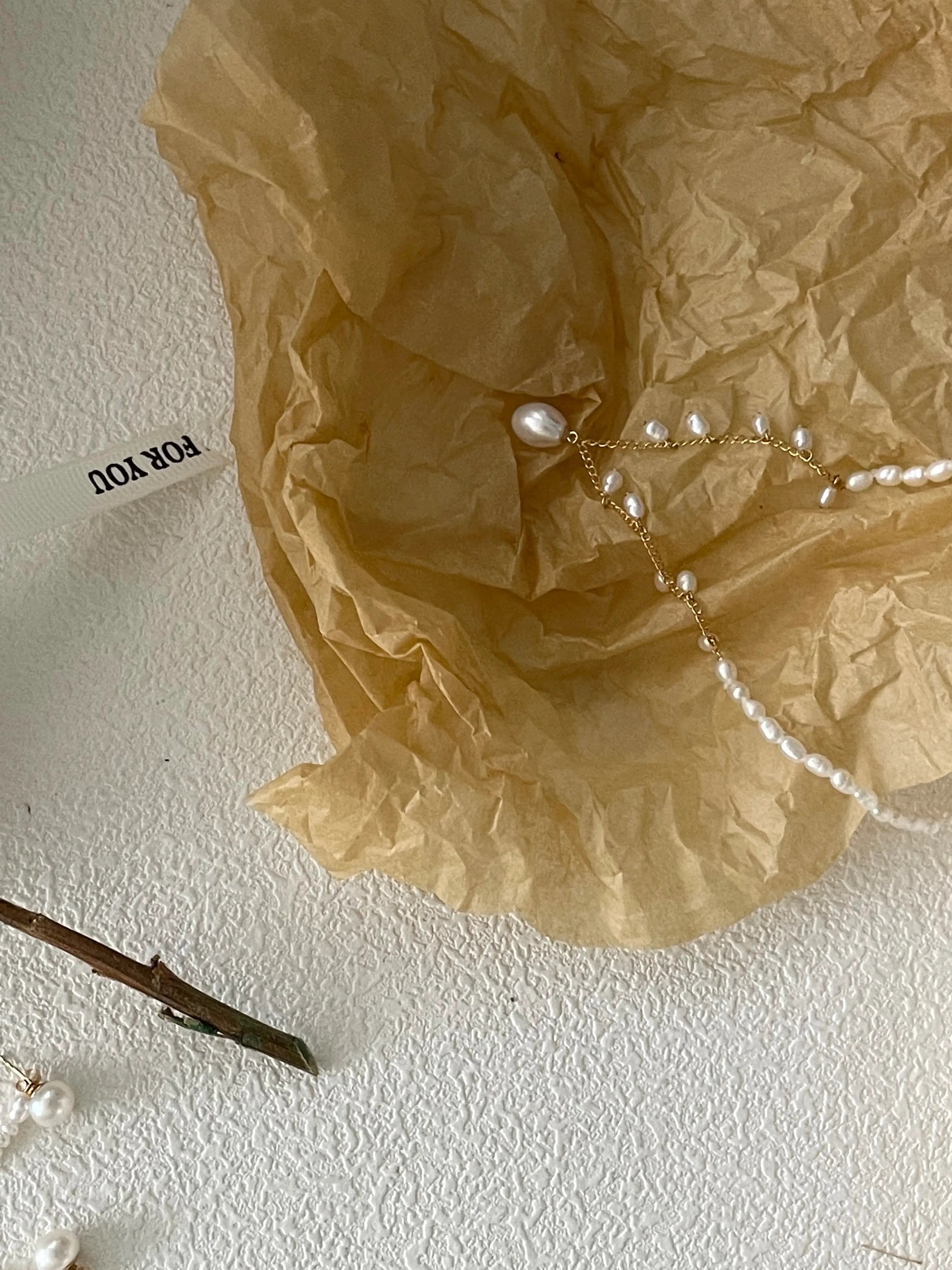 14K Gold Elegant Pearl Long Chain Drop Earrings