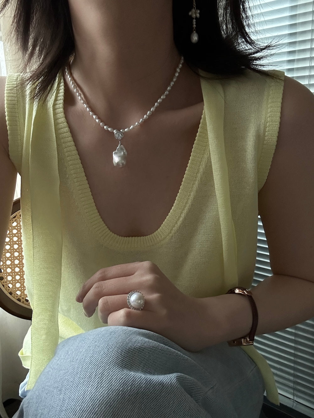 Elegant Large Baroque Pearl Pendant Necklace