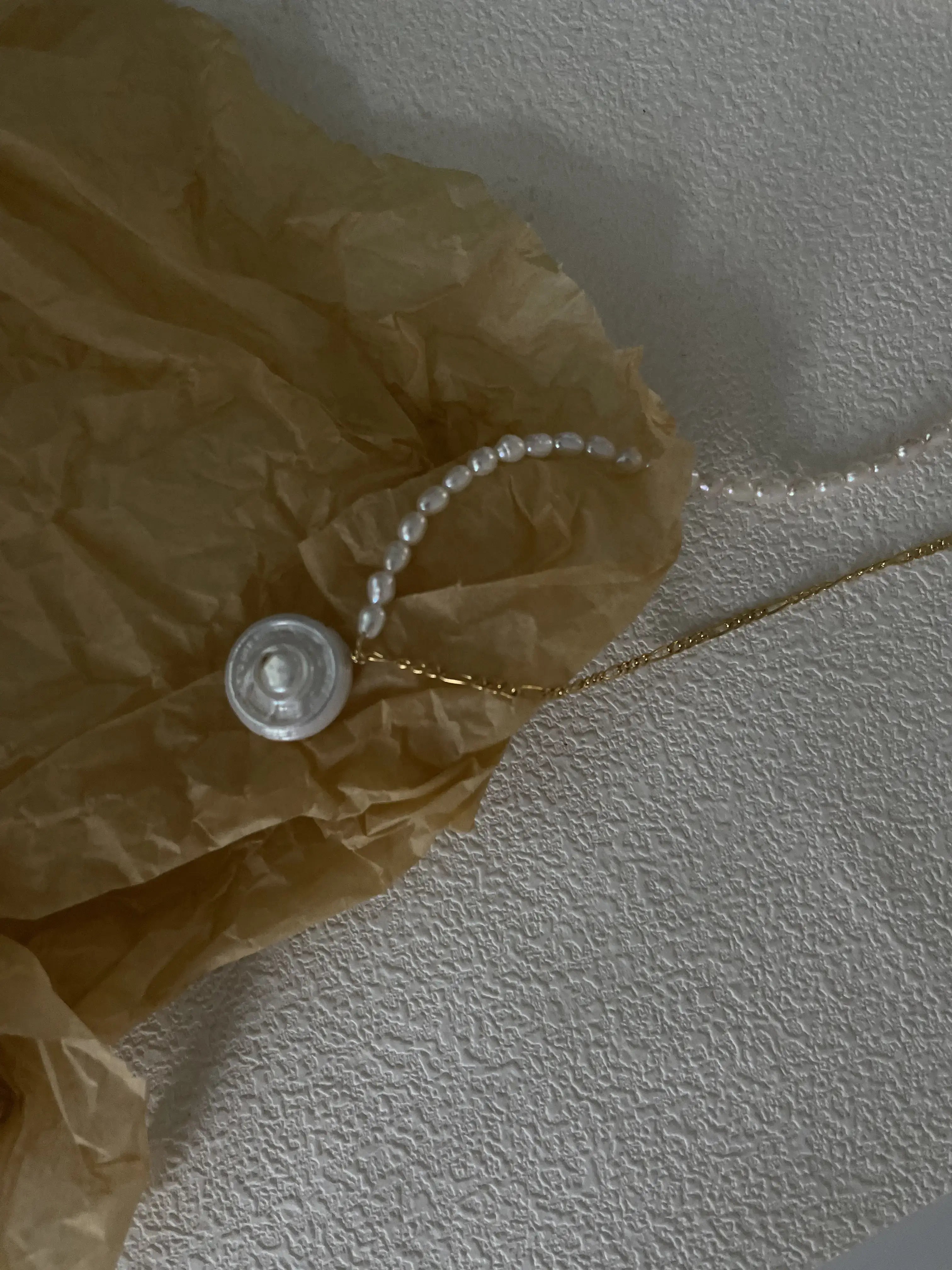 14K Gold Coin Baroque Pearl Pendant Necklace