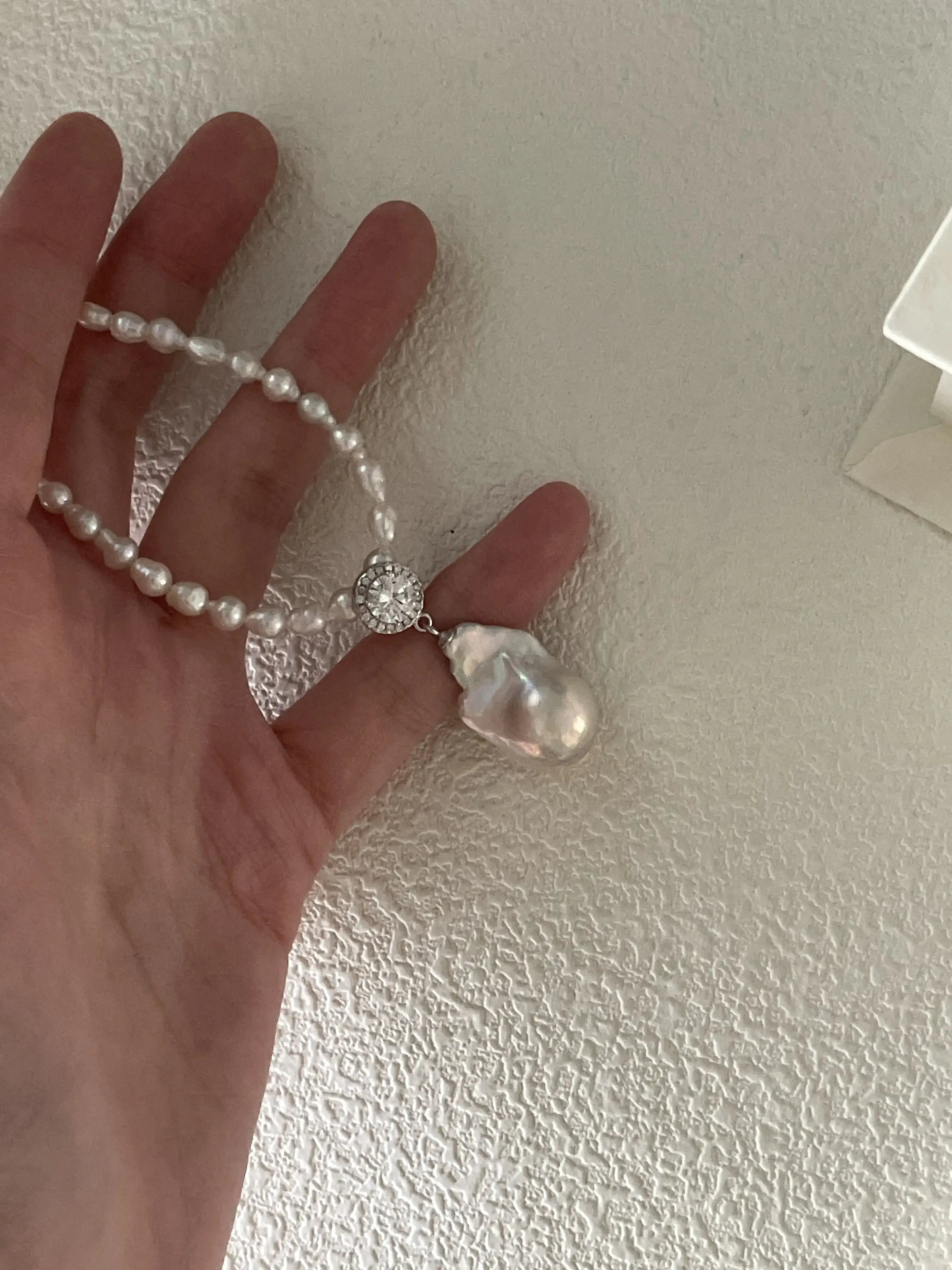 Elegant Large Baroque Pearl Pendant Necklace