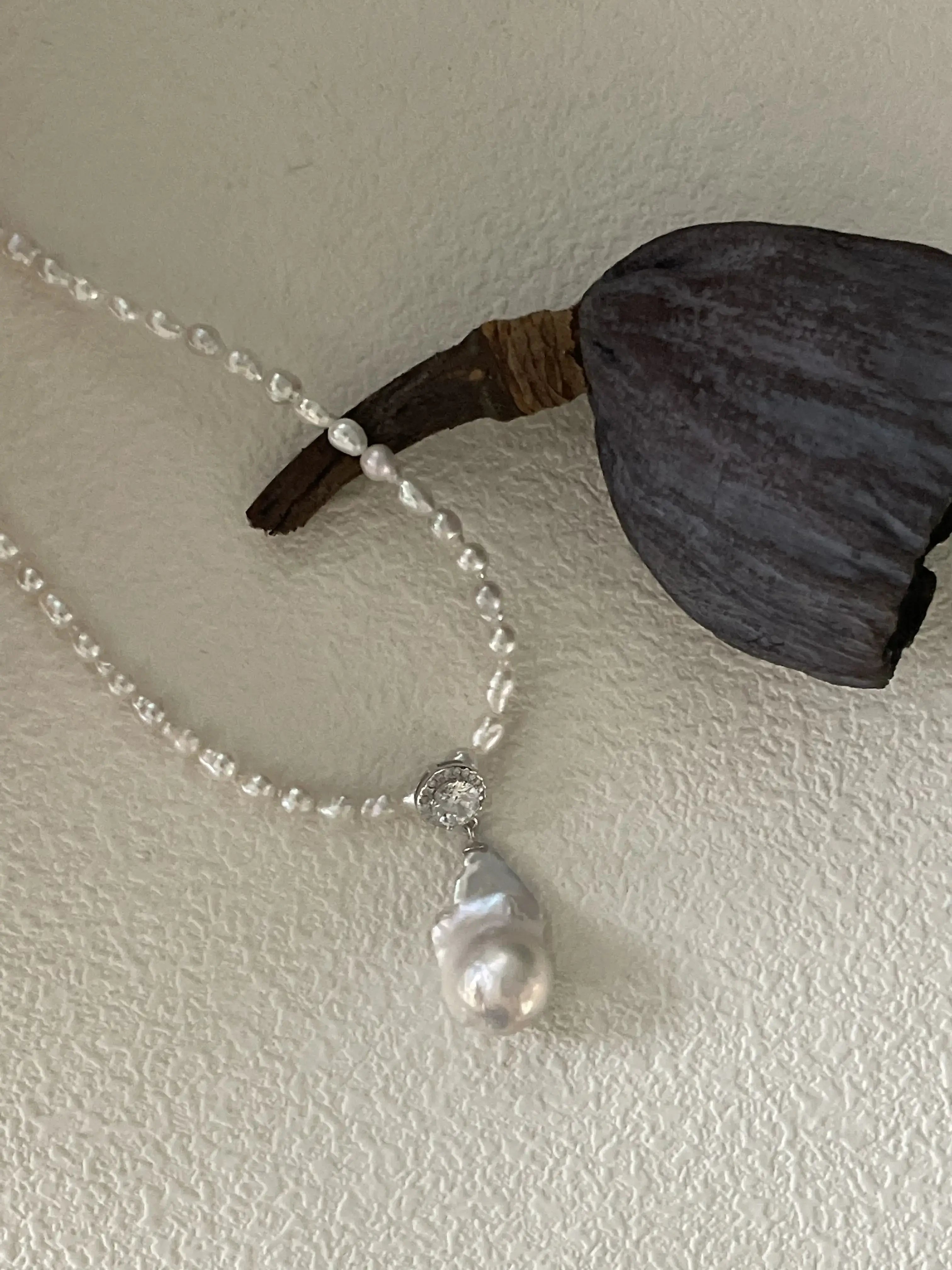 Elegant Large Baroque Pearl Pendant Necklace