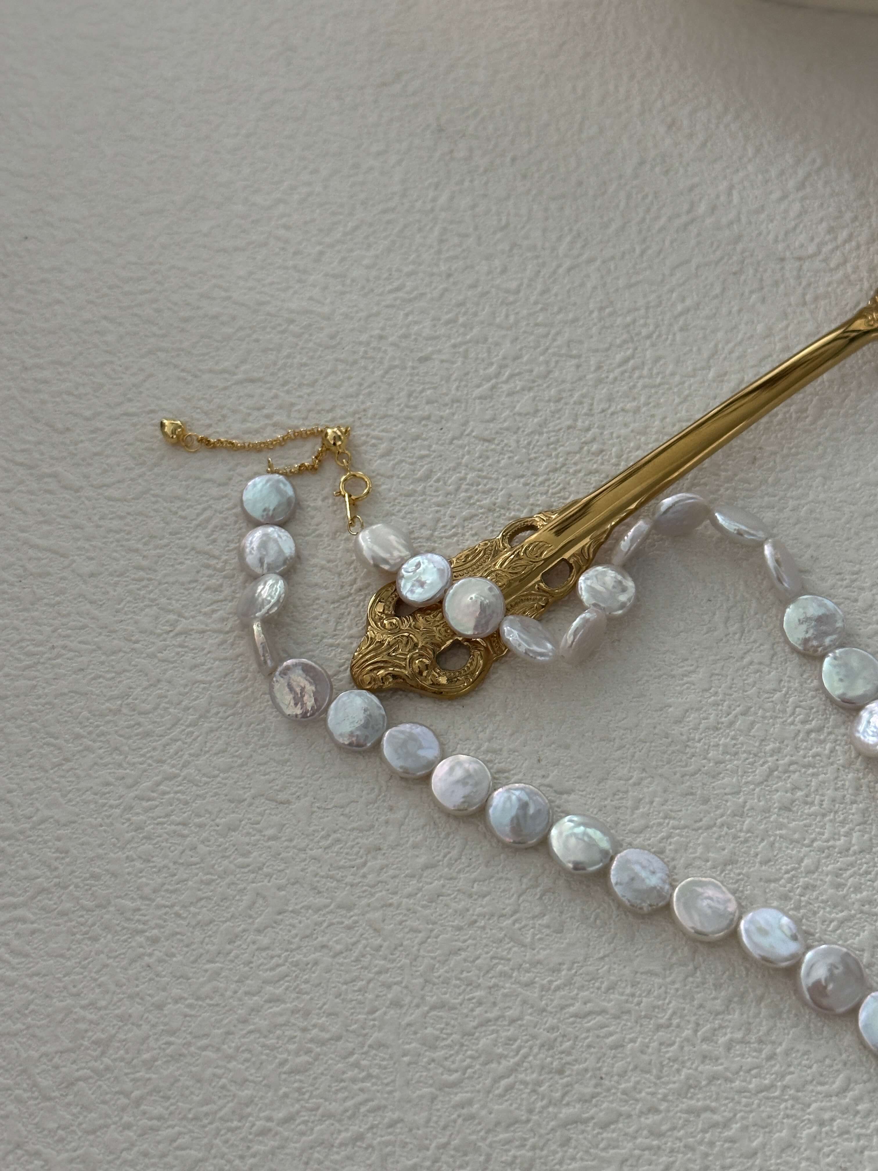 Mini Coin Baroque Pearl Strand Necklace