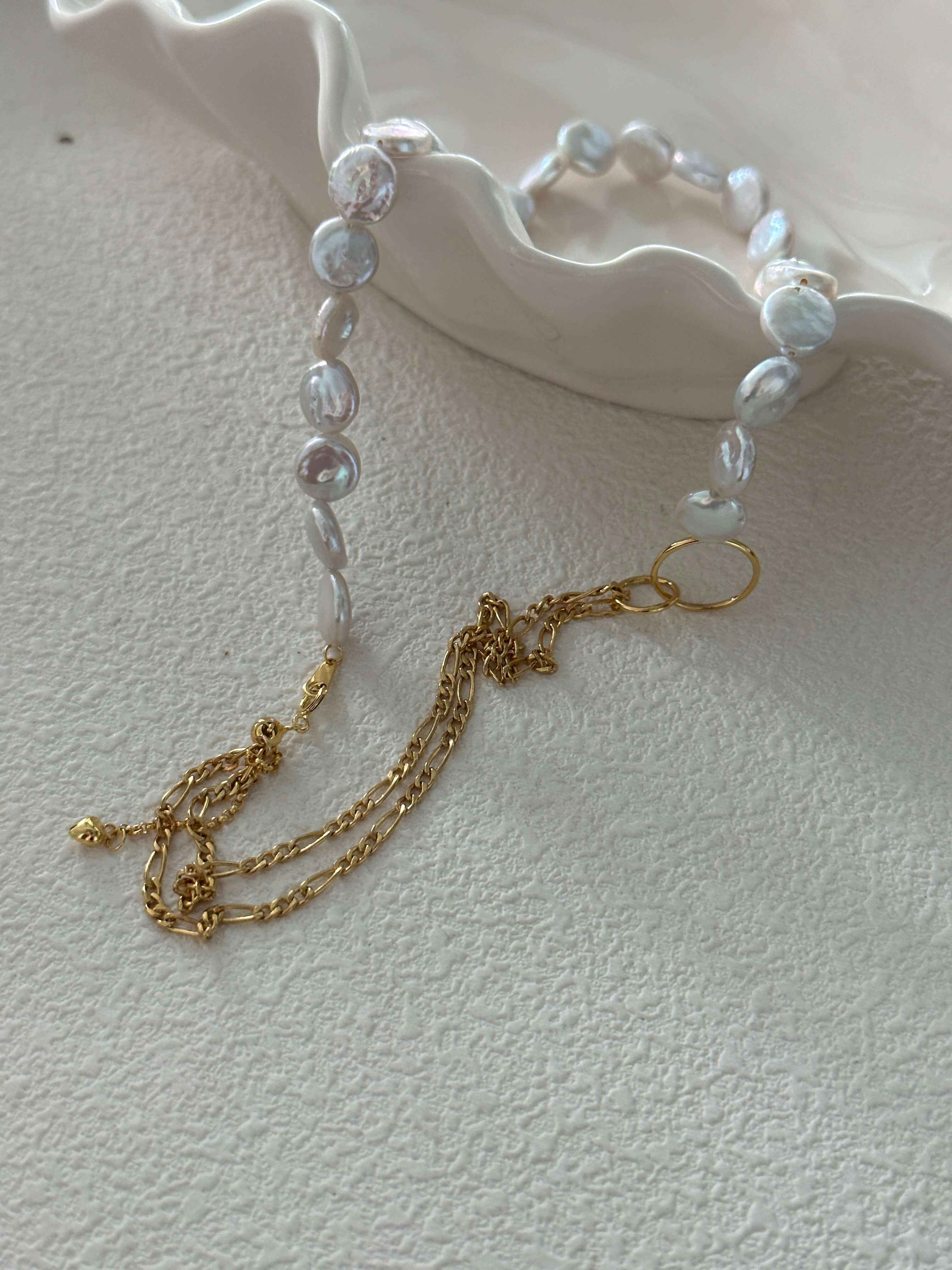 14K Gold Mini Coin Baroque Pearl Necklace