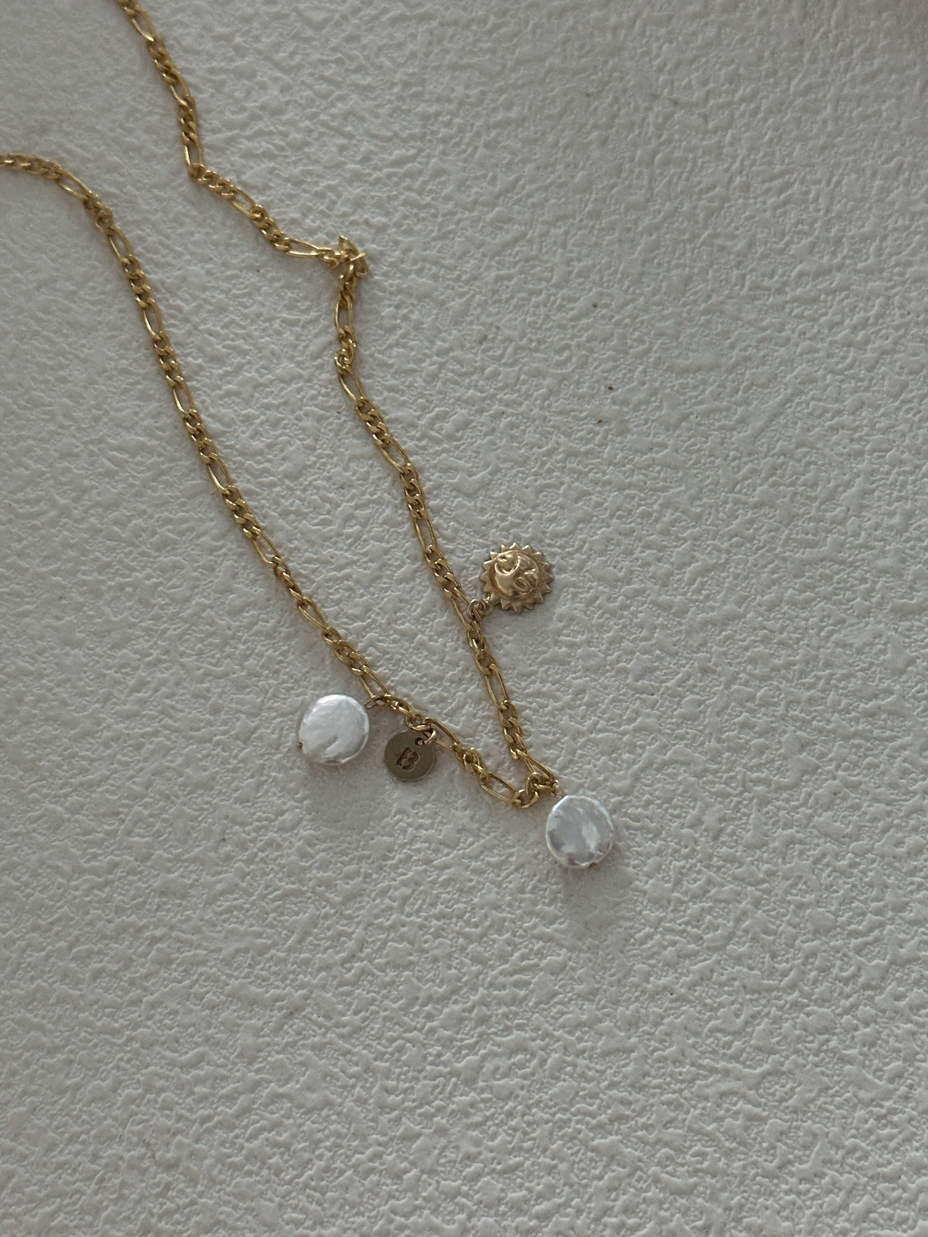 14K Gold Mini Coin Baroque Pearl Pendant Necklace