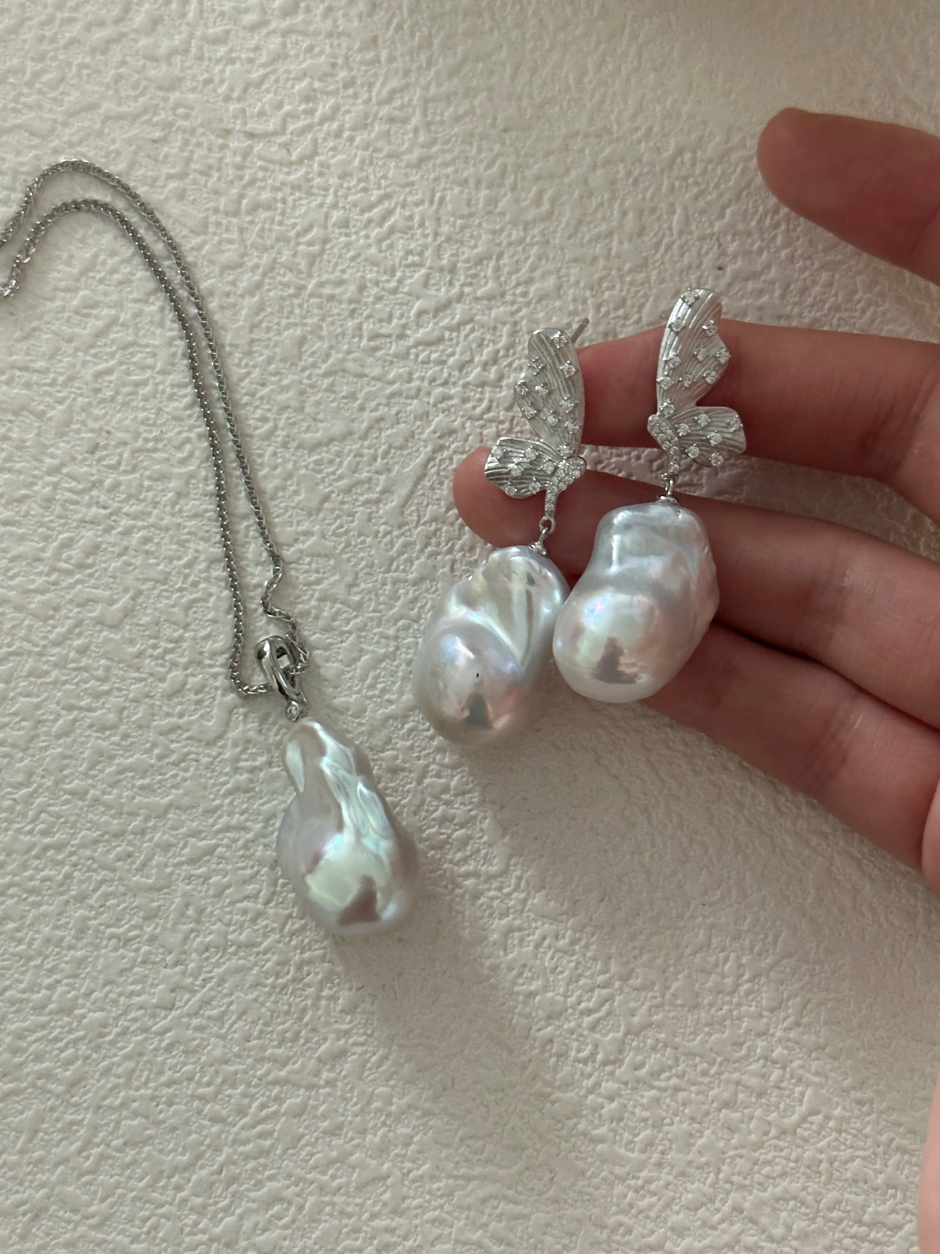 Classic Butterfly Baroque Pearl Drop Earrings