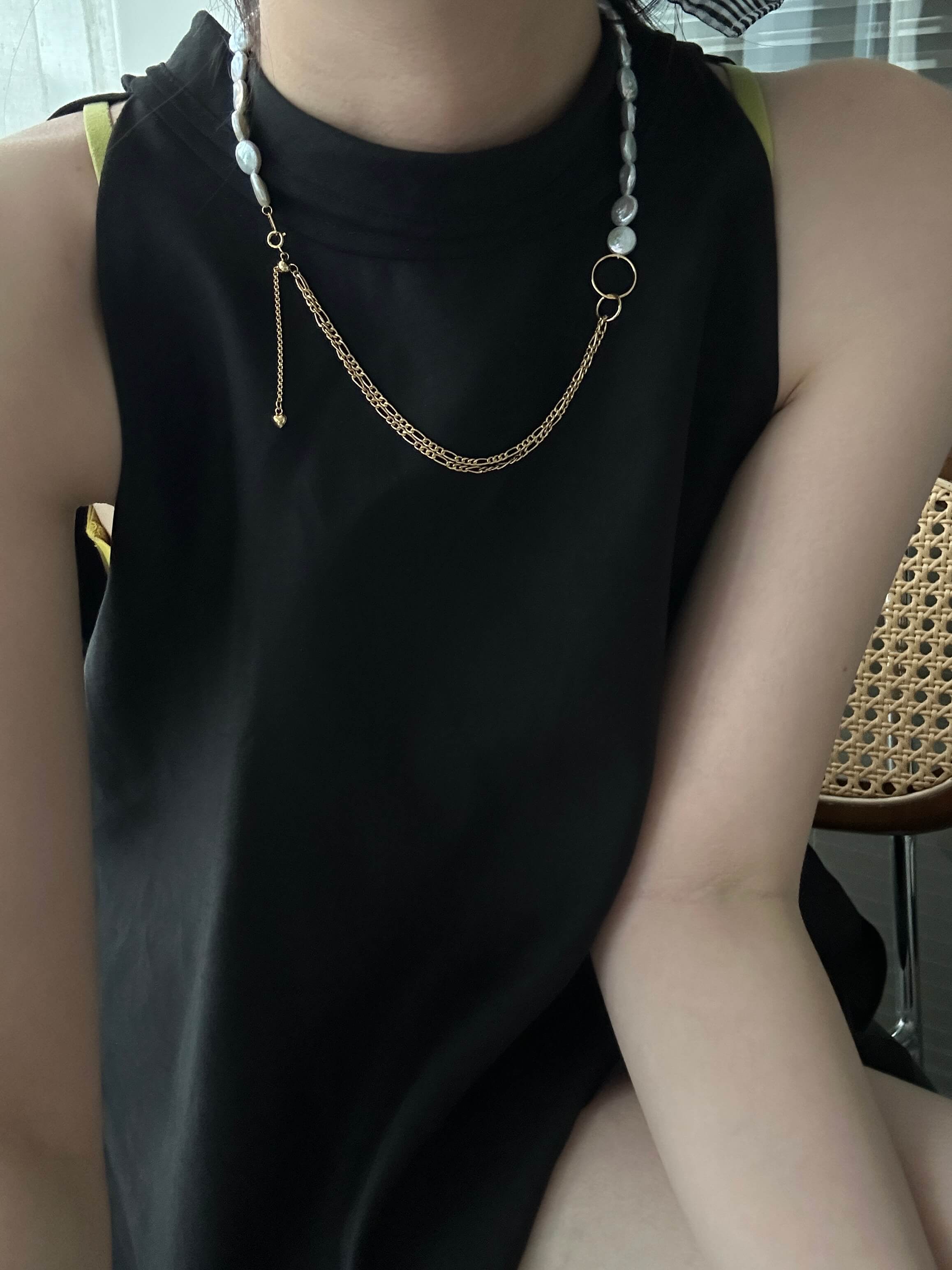 14K Gold Mini Coin Baroque Pearl Necklace