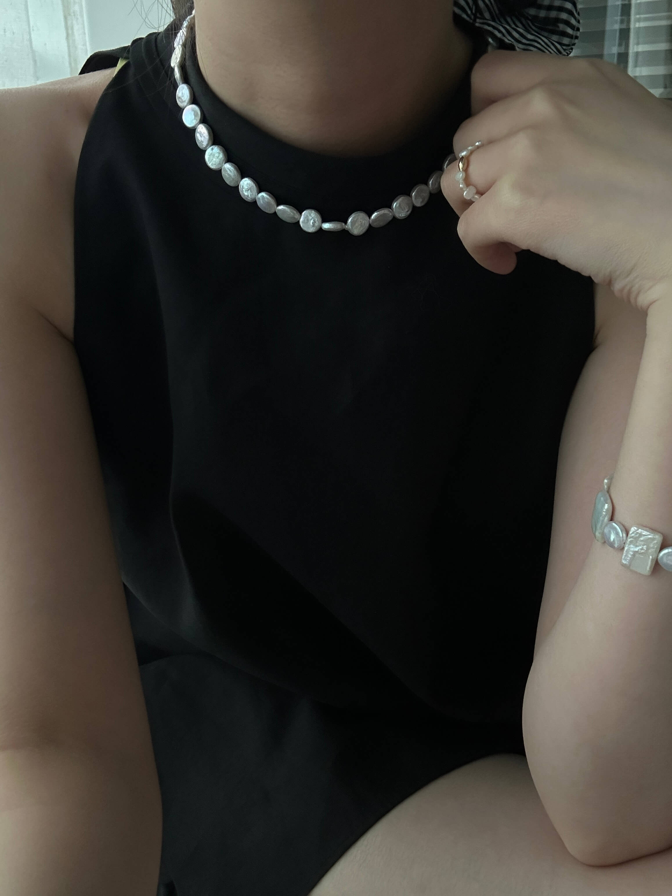 Mini Coin Baroque Pearl Strand Necklace