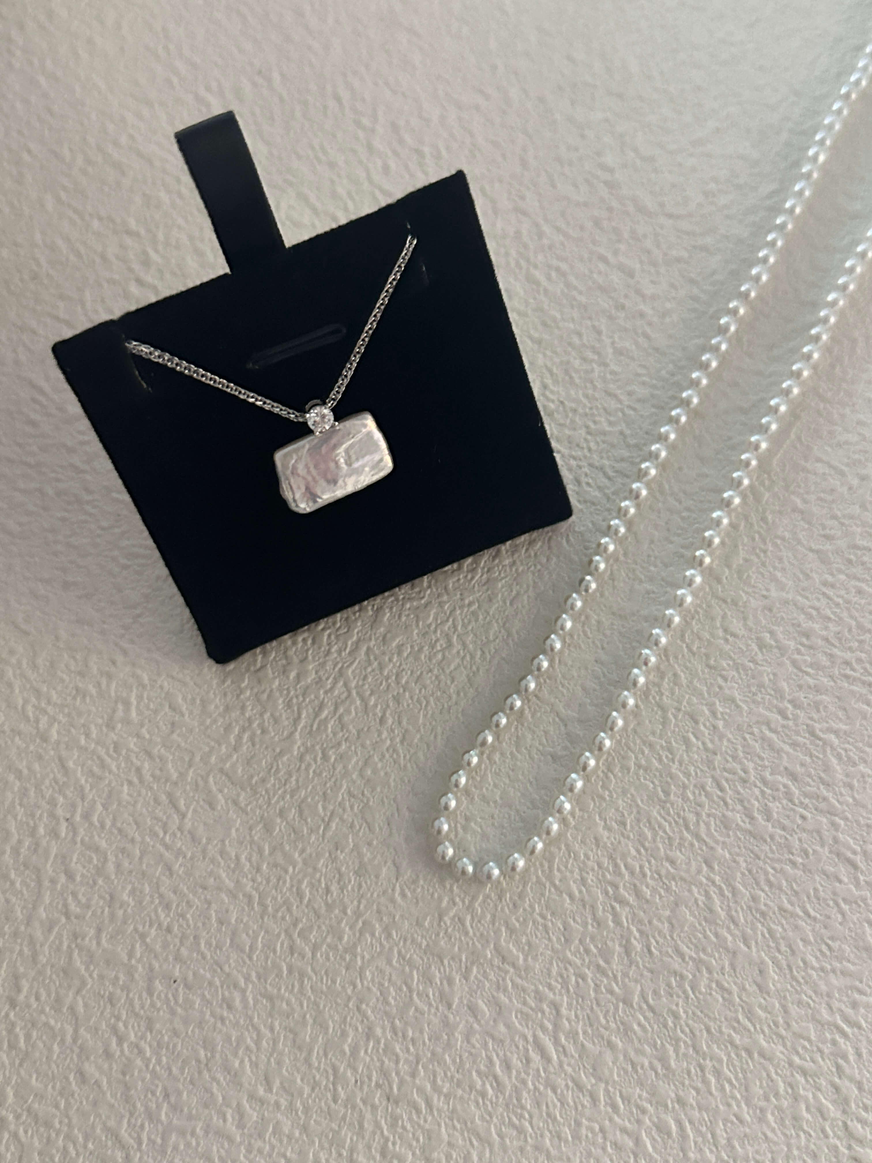 Square Baroque Freshwater Pearl Pendant Necklace