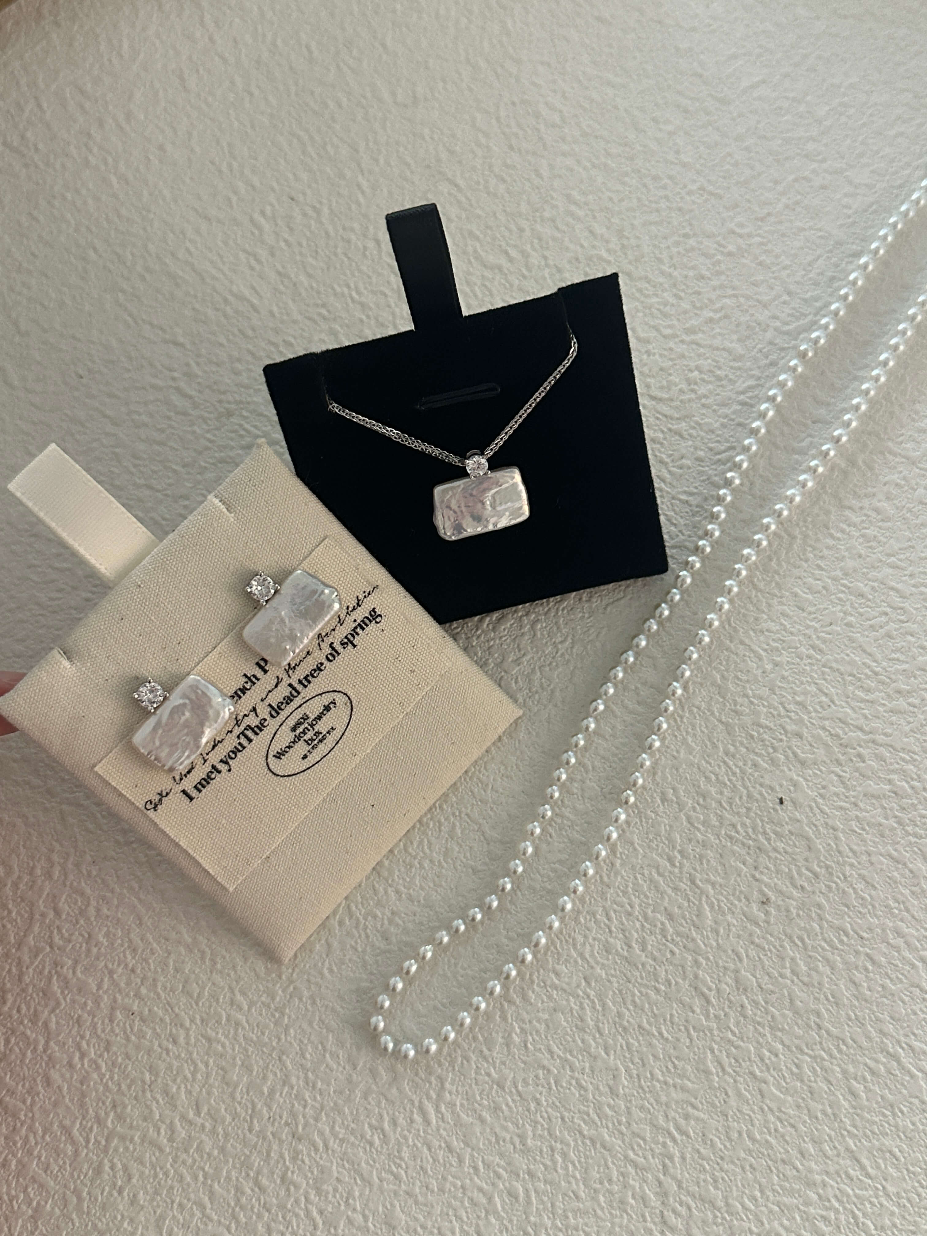 Square Baroque Freshwater Pearl Pendant Necklace