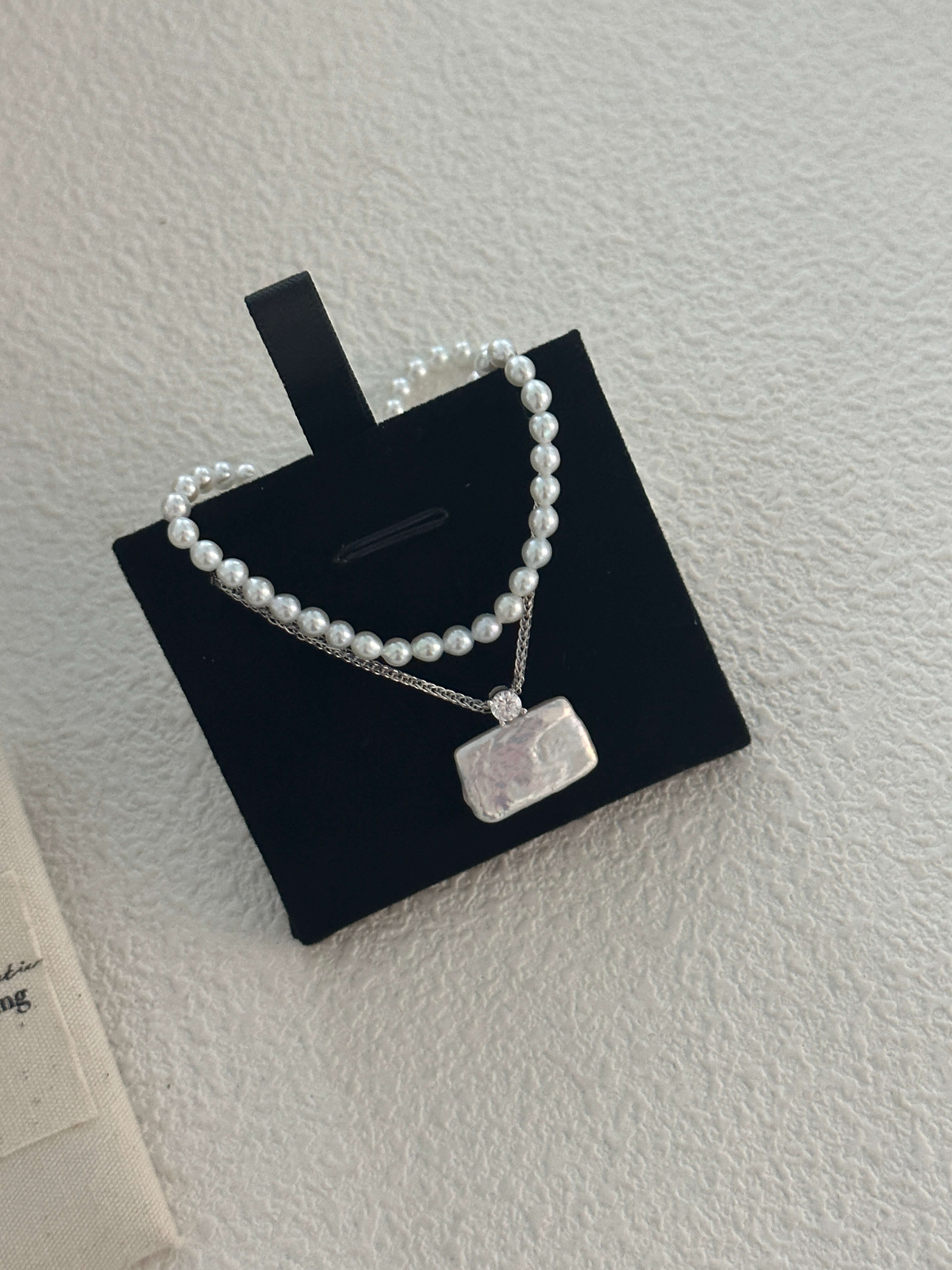 Square Baroque Freshwater Pearl Pendant Necklace