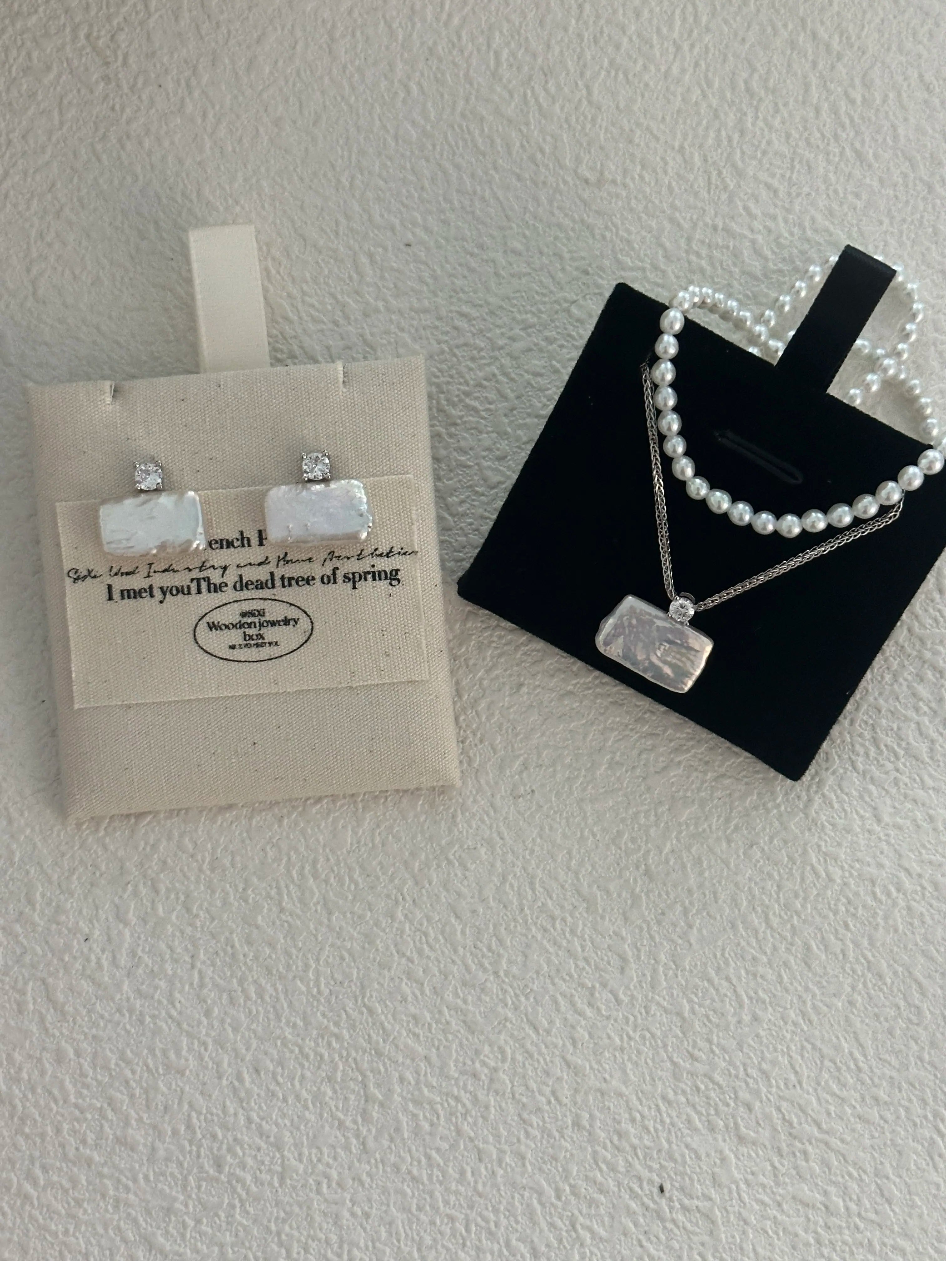 Classic Square Baroque Pearl Stud Earrings