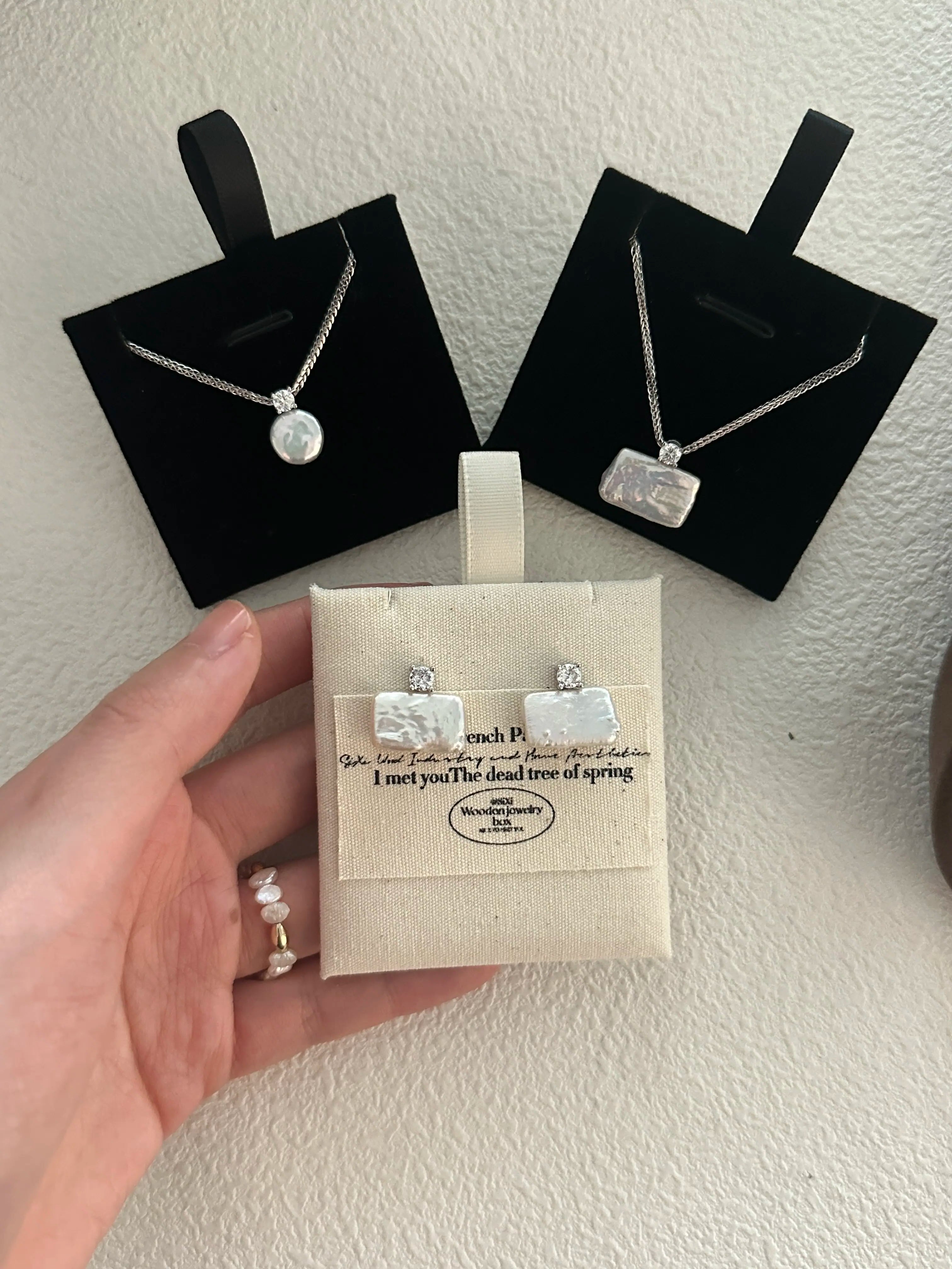 Classic Square Baroque Pearl Stud Earrings