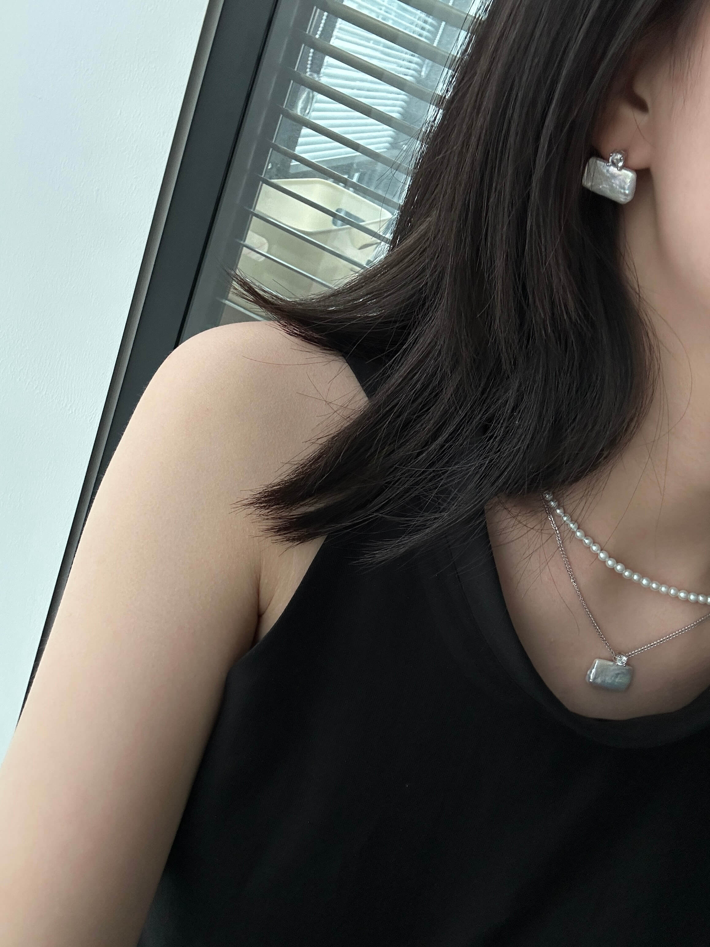 Square Baroque Freshwater Pearl Pendant Necklace