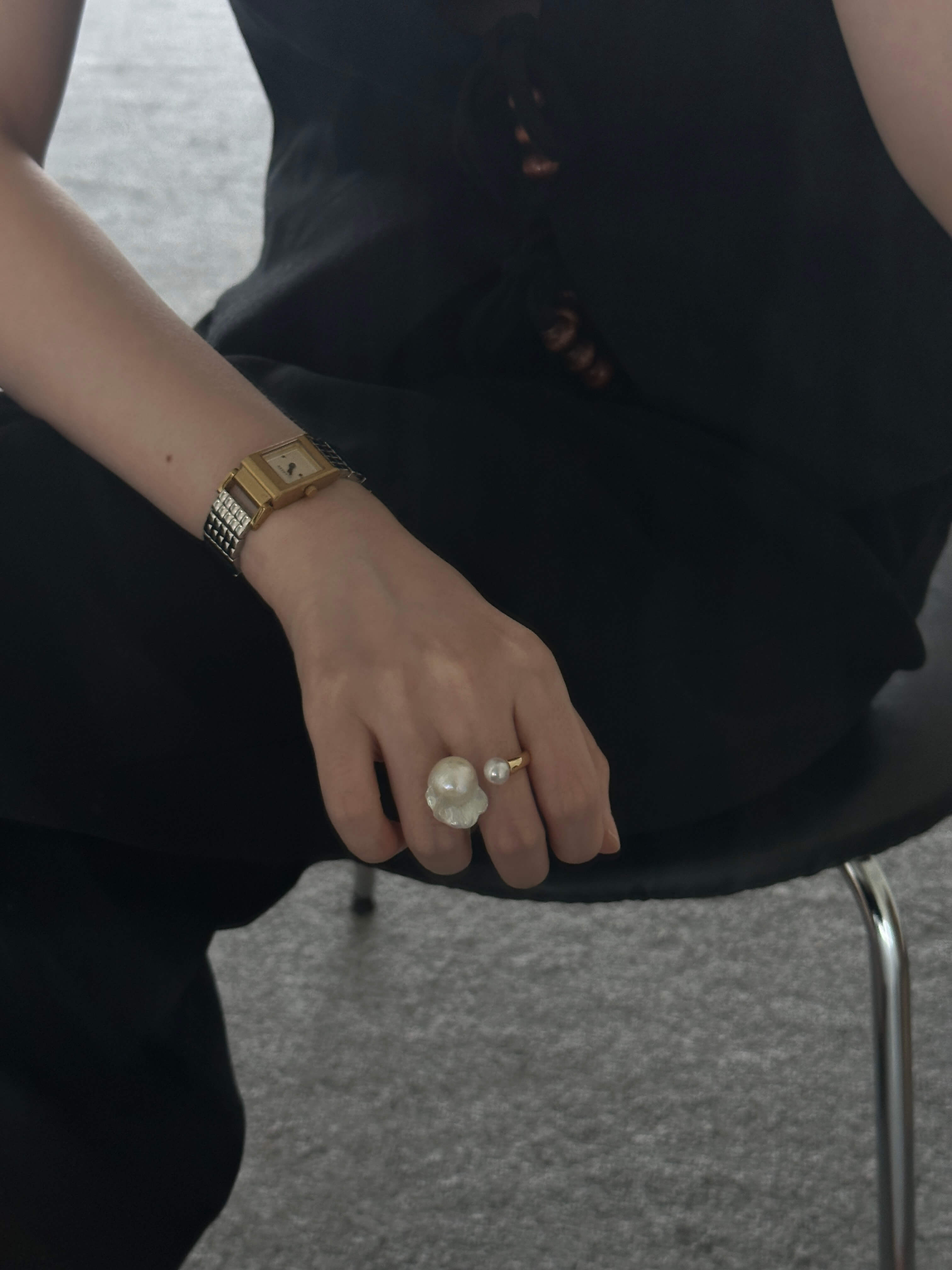 18K Gold Baroque Pearl Ring