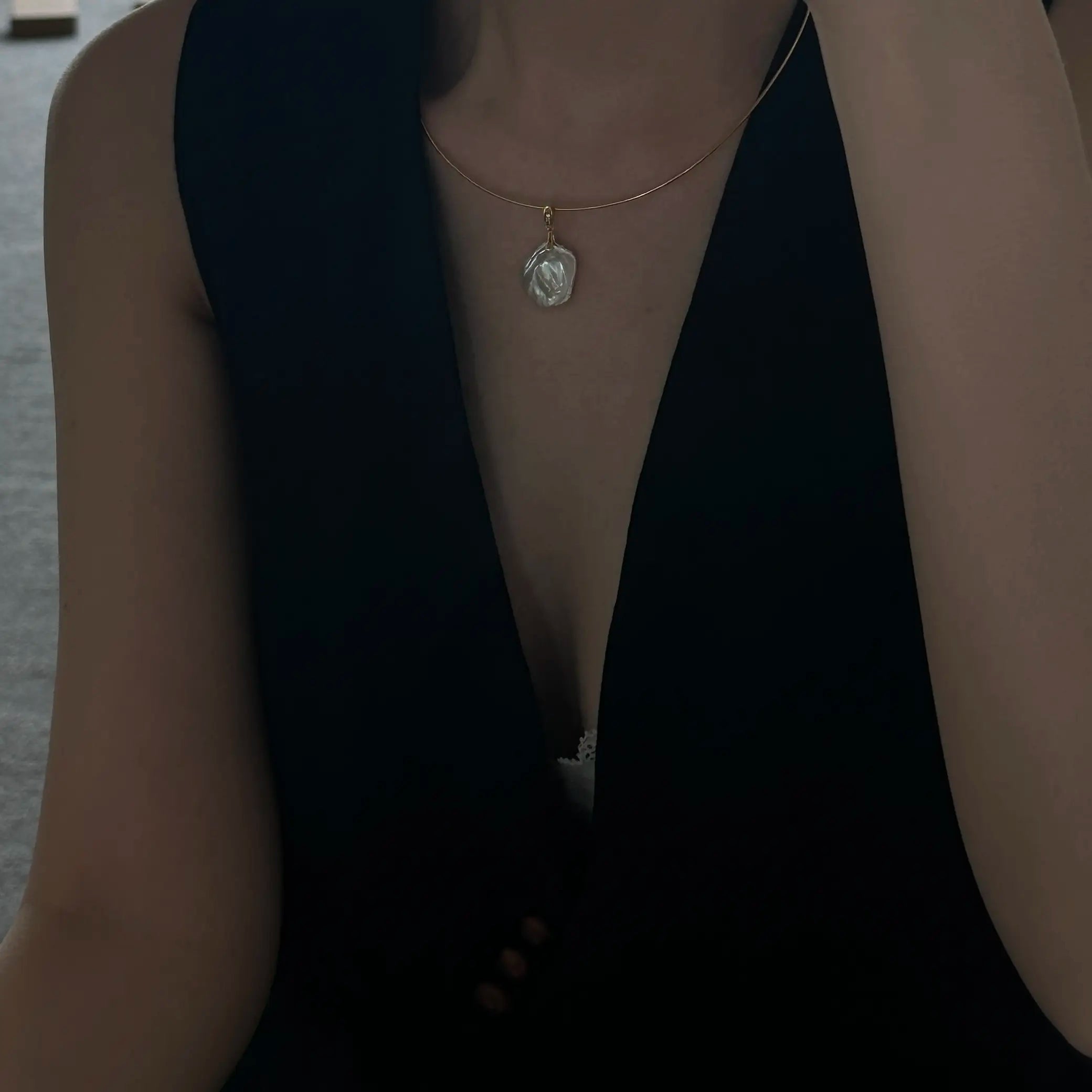 18K Gold Detachable Petal Pearl Pendant Necklace