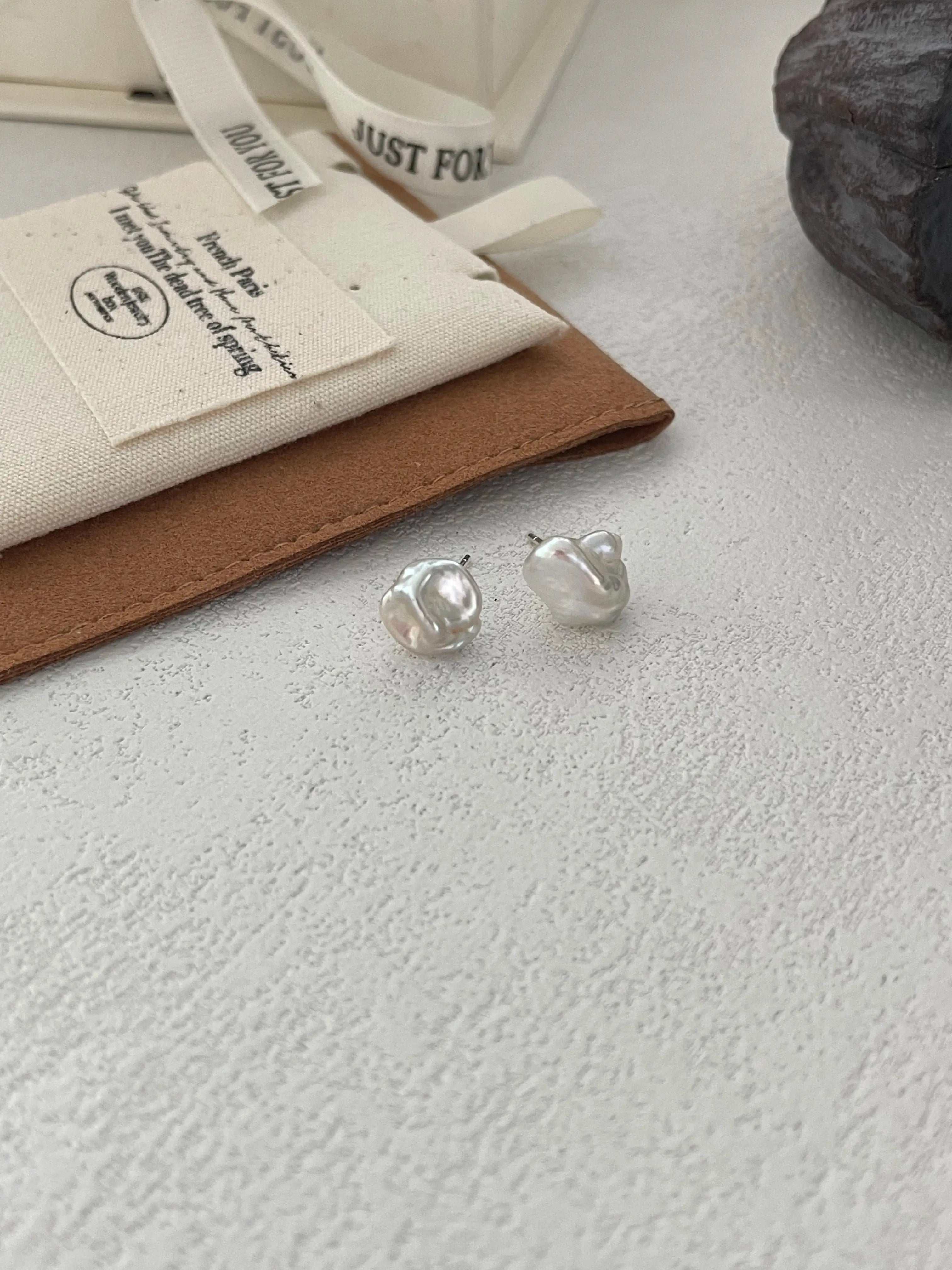 Small Irregular Baroque Pearl Stud Earrings
