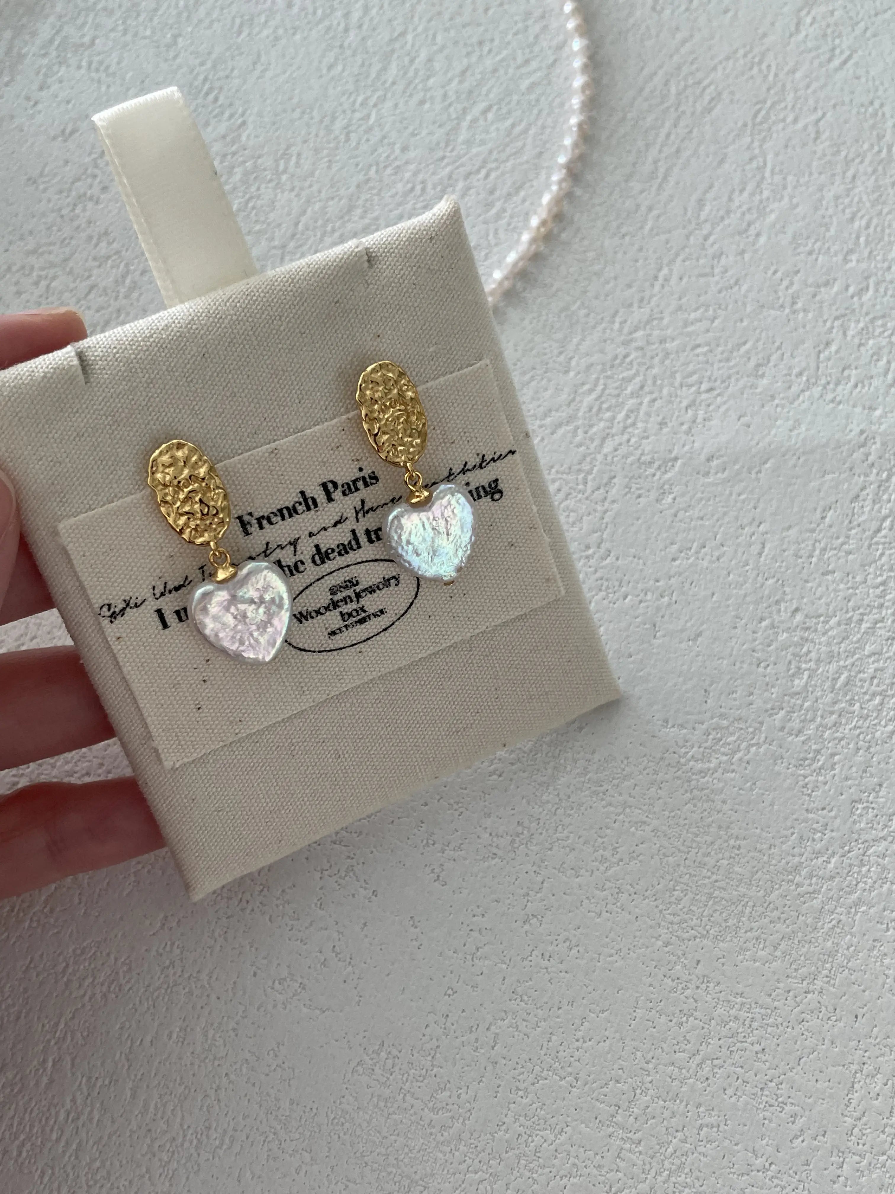 18K Gold Heart-Shaped Baroque Pearl Drop Earrings