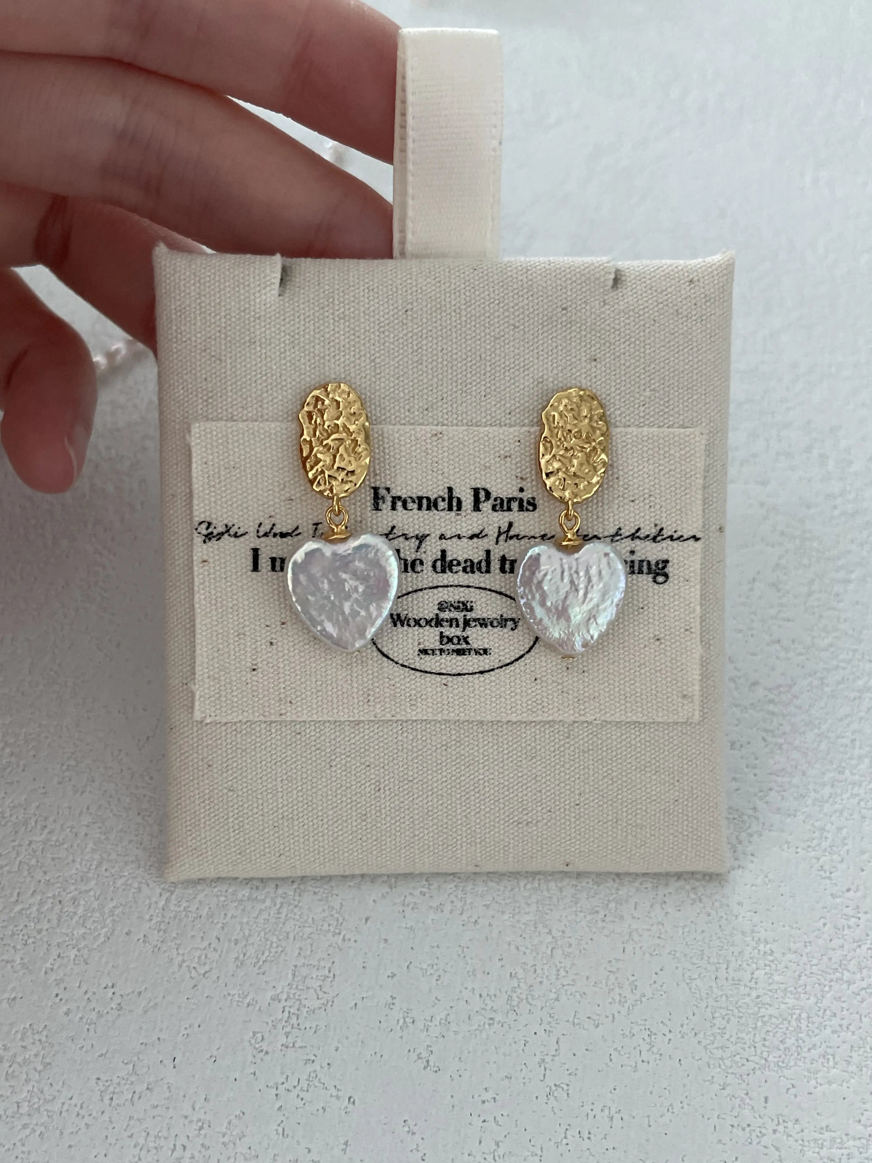 18K Gold Heart-Shaped Baroque Pearl Drop Earrings