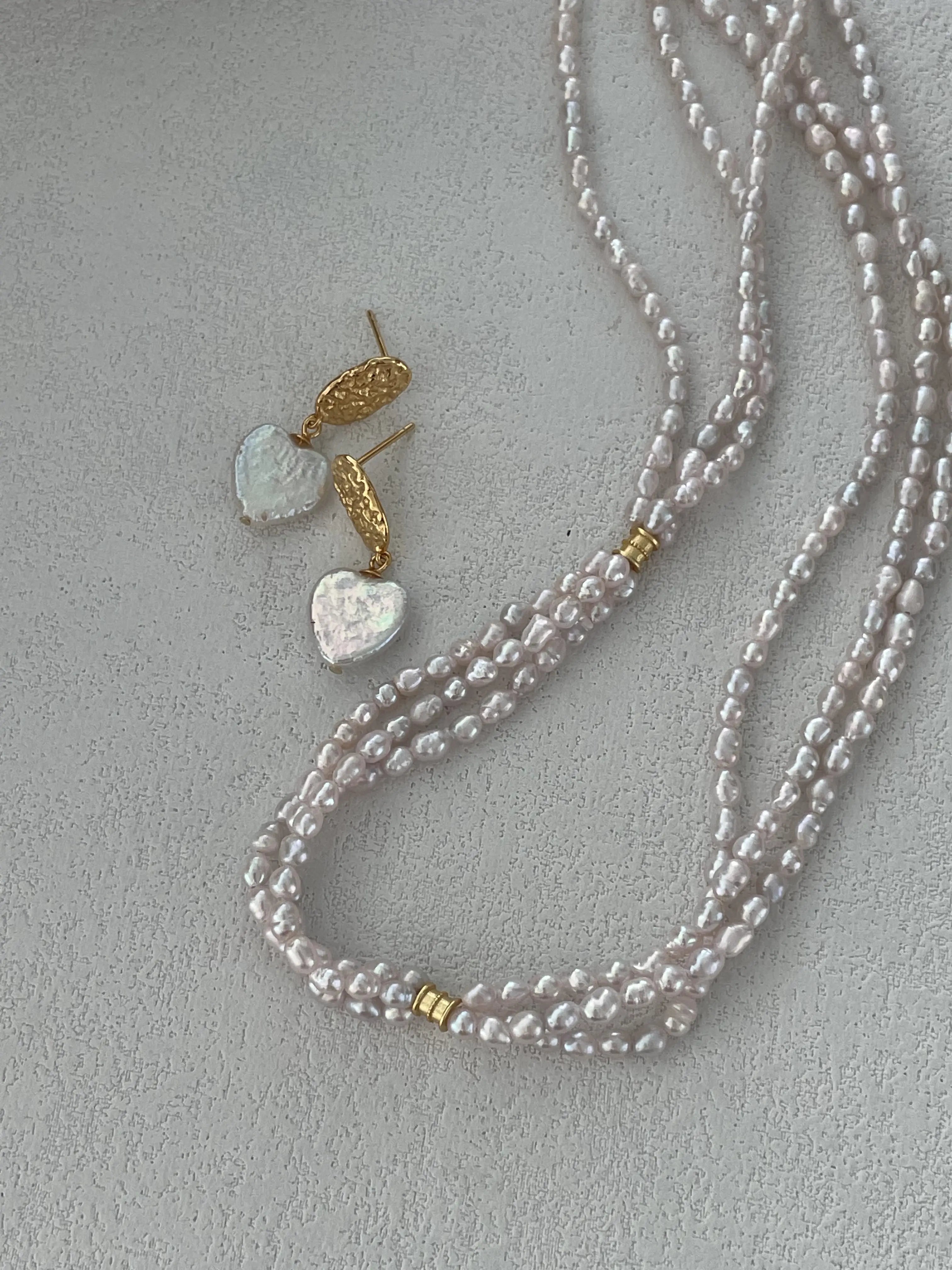 18K Gold Heart-Shaped Baroque Pearl Drop Earrings