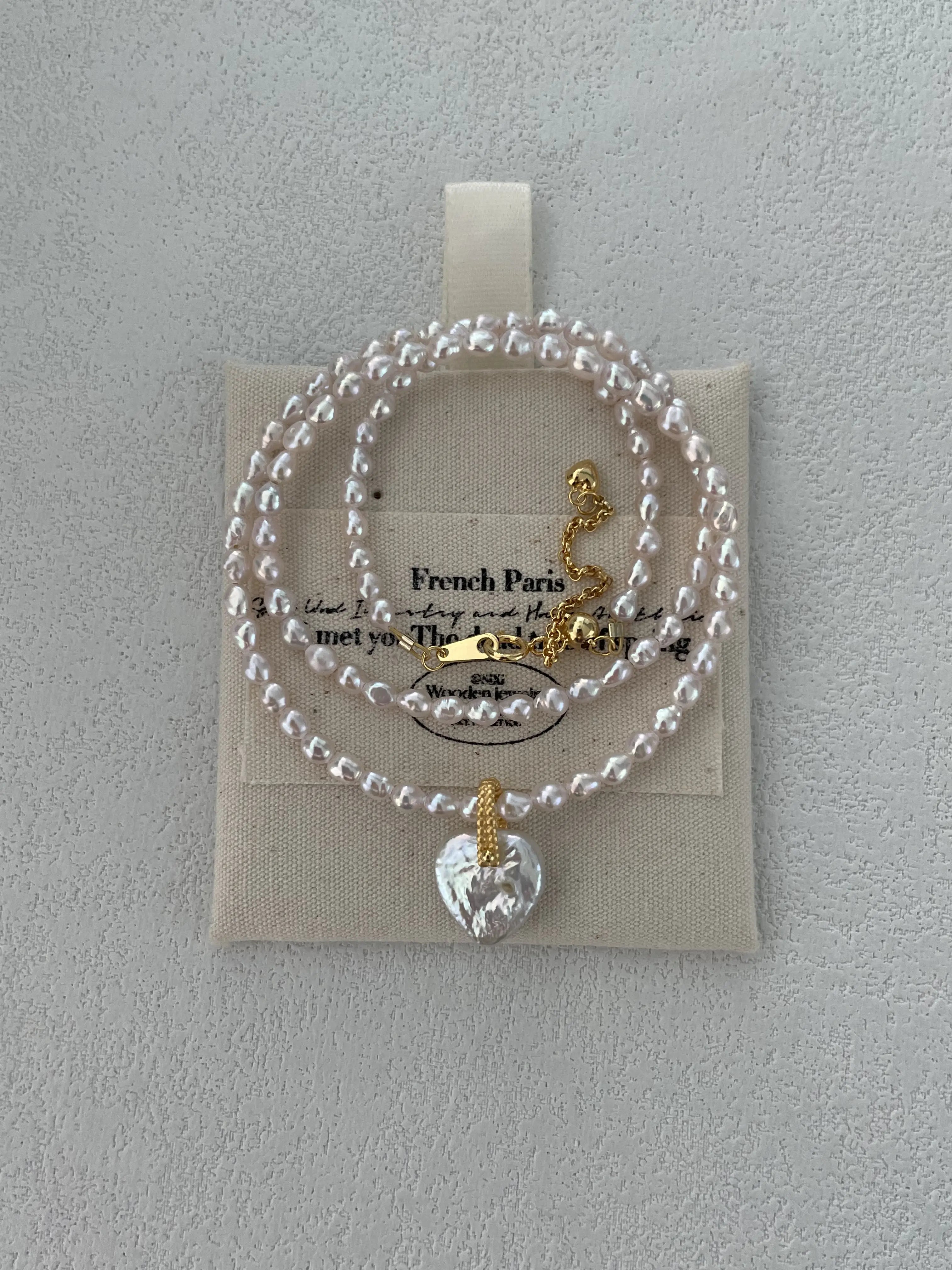 Natural Pink Heart Baroque Pearl Pendant Necklace