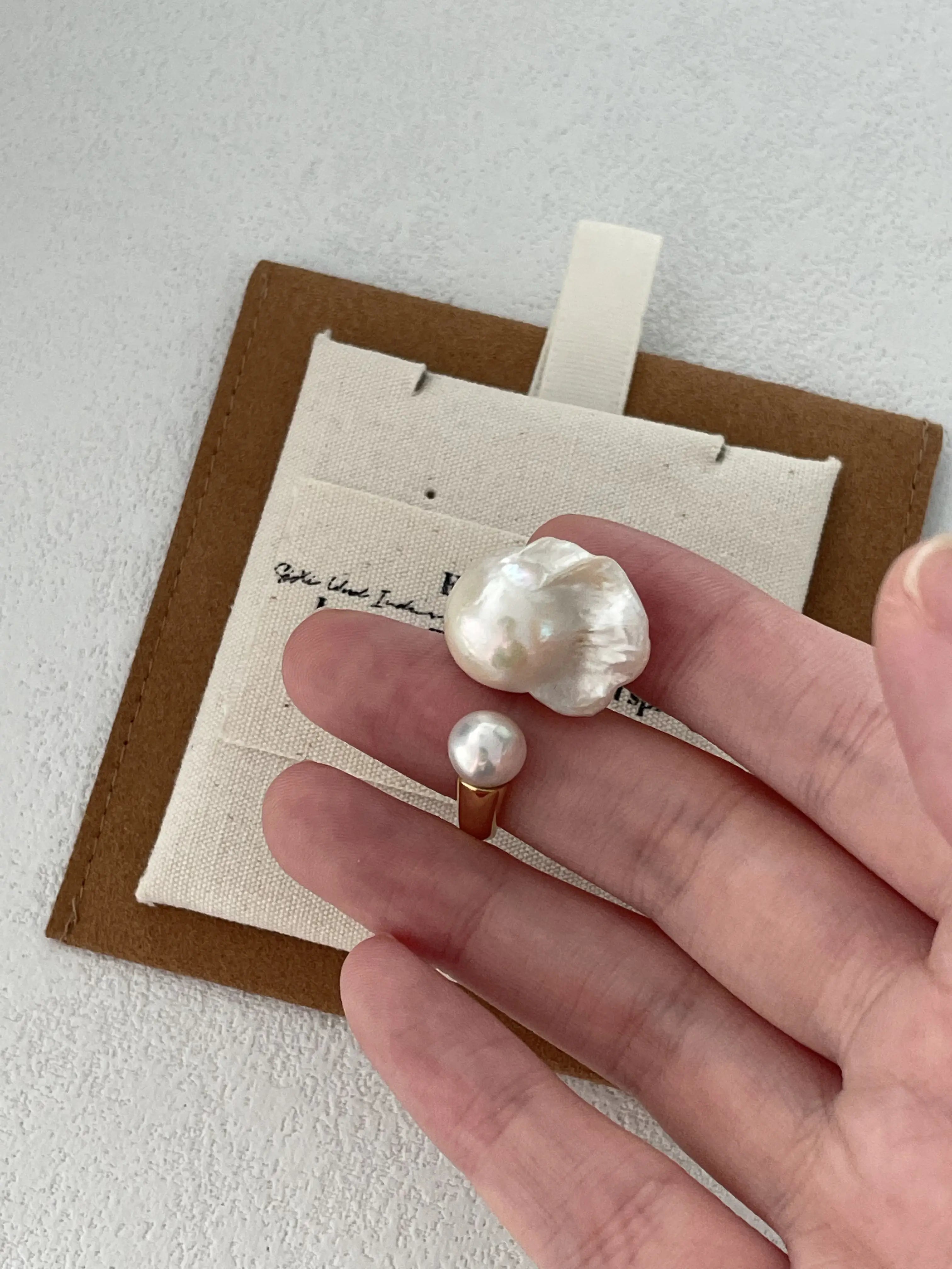 18K Gold Baroque Pearl Ring