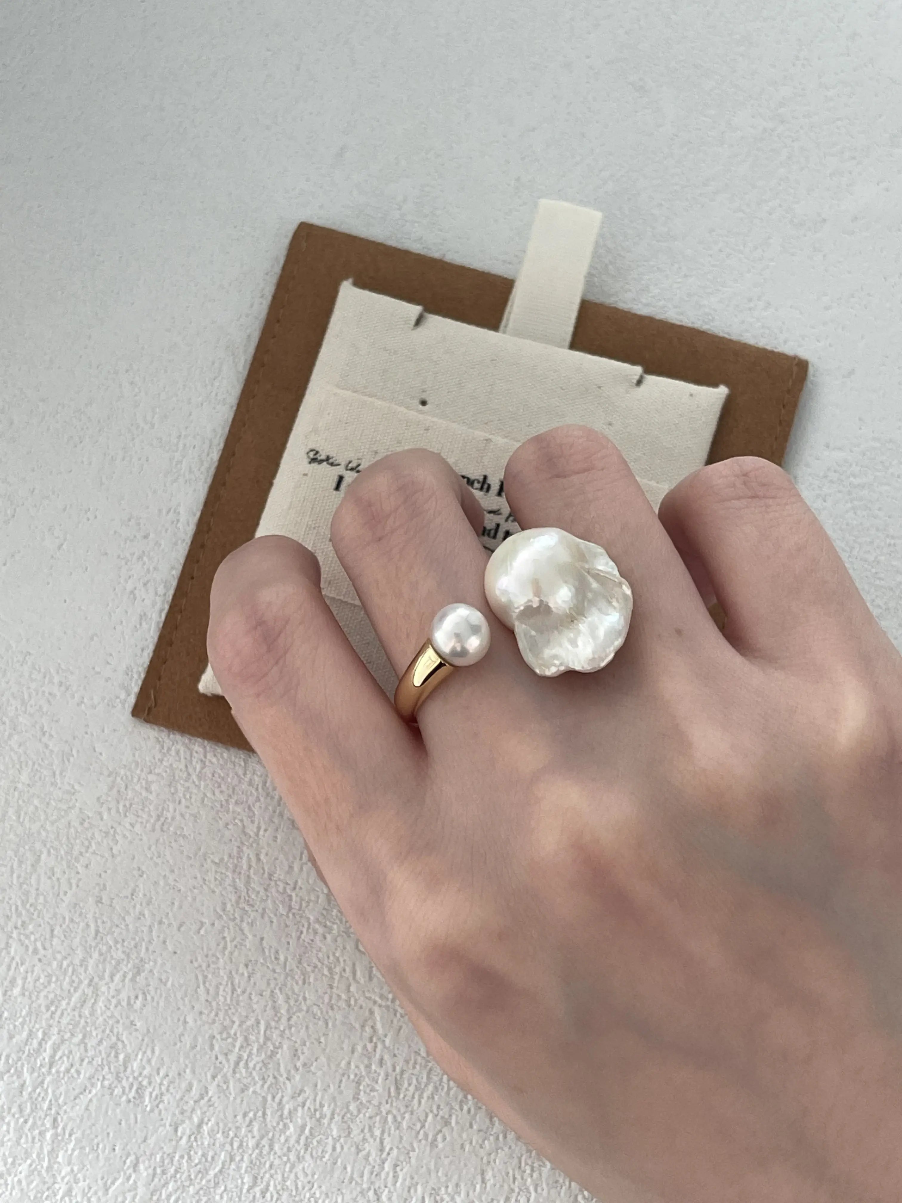 18K Gold Baroque Pearl Ring