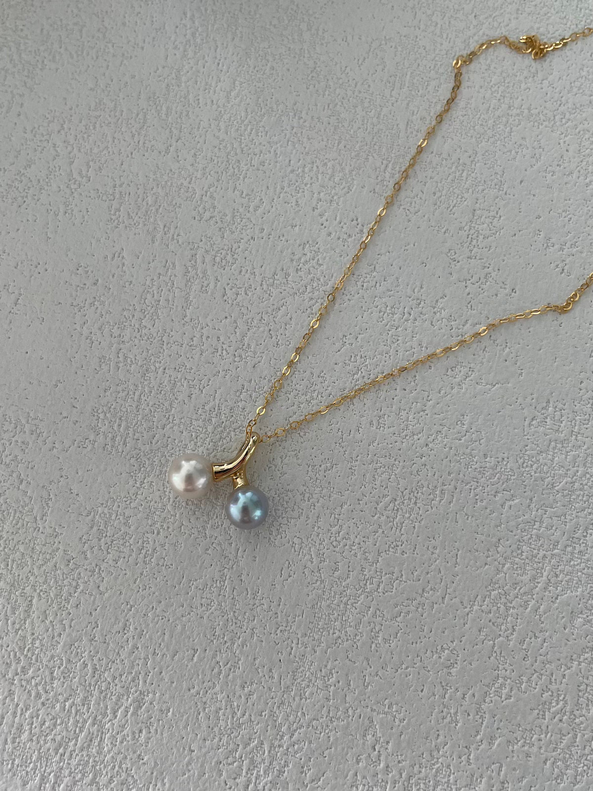 14K Gold Cherry Freshwater and Akoya Pearl Pendant Necklace