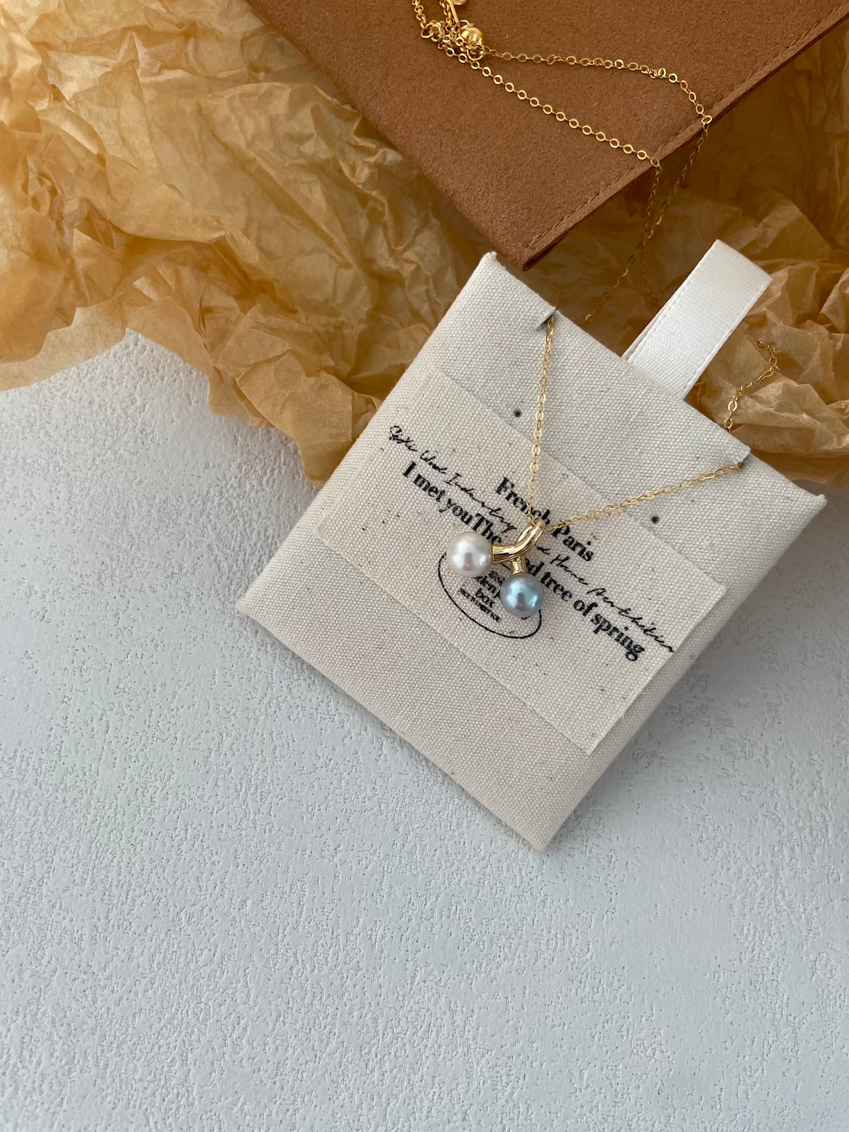 14K Gold Cherry Freshwater and Akoya Pearl Pendant Necklace